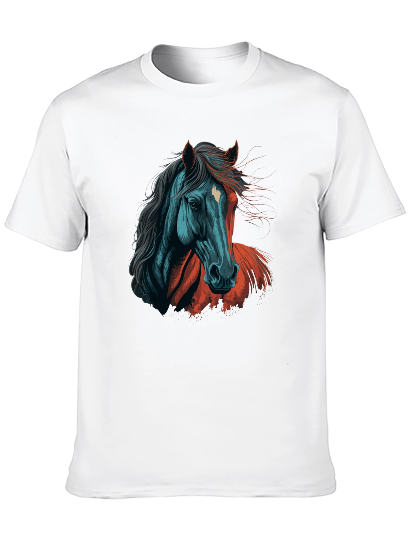 Black Horse Graphic Tee - Artistic Print Black T-Shirt view 10