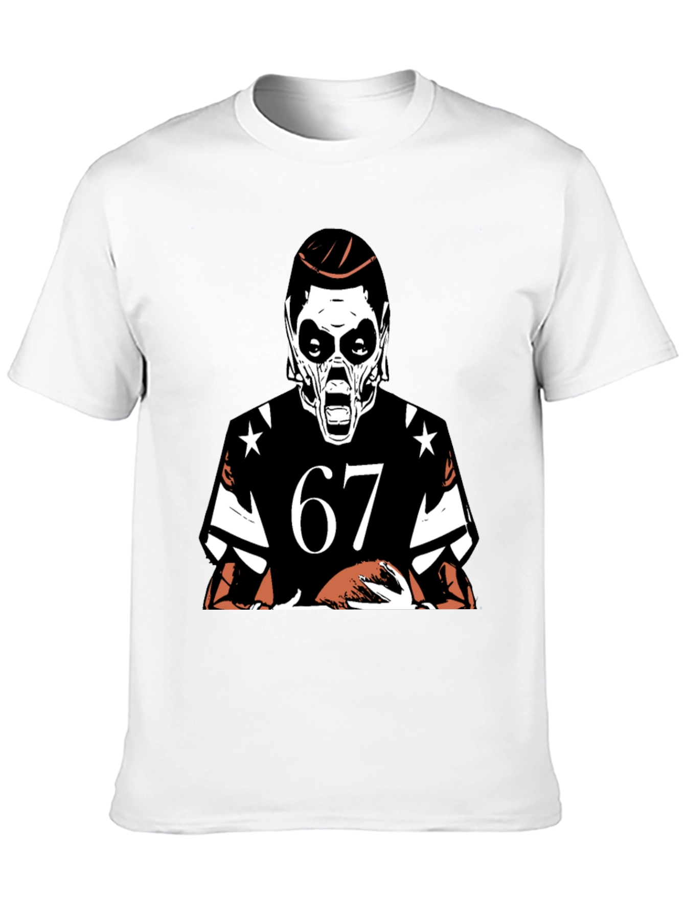 Black Grim Reaper Football Tee - Number 67 Graphic Shirt view 10