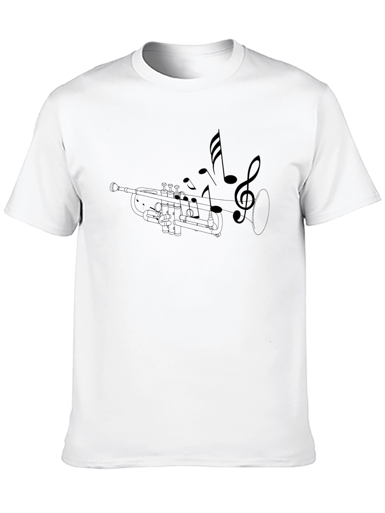 Black Trumpet and Music Notes Graphic Tee - Black view 10
