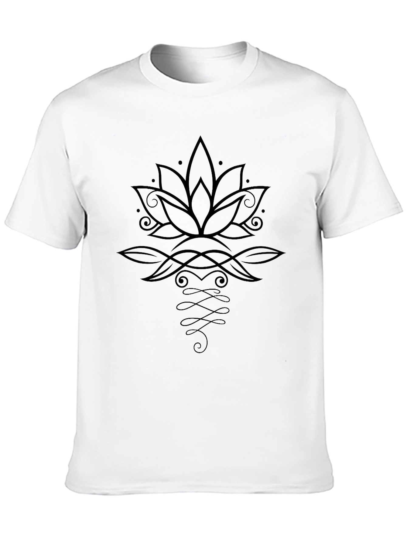 Black Lotus Flower Graphic Tee - Black Casual T-Shirt view 10