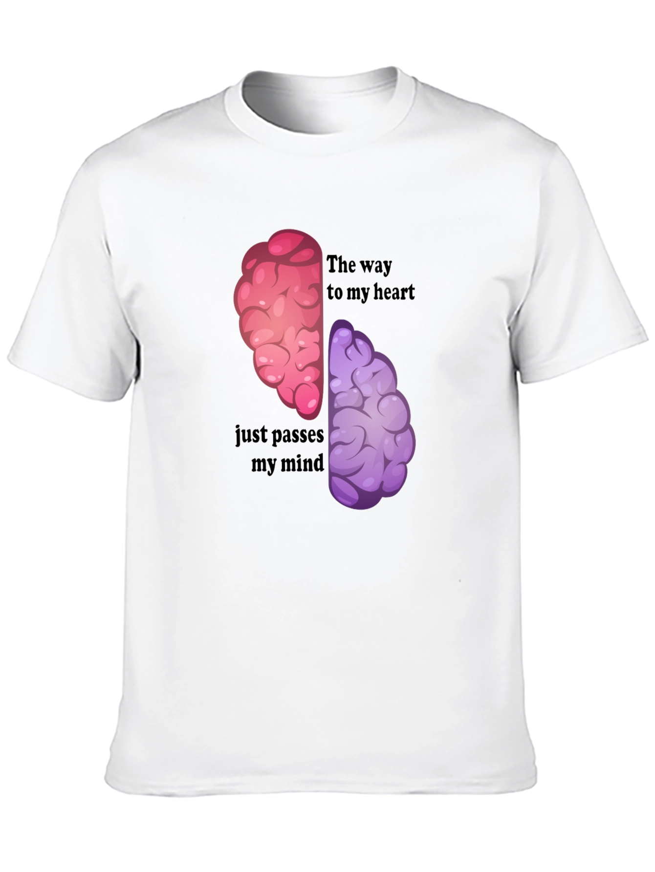 Black Brain Humor Graphic T-Shirt - The Way to My Heart view 10