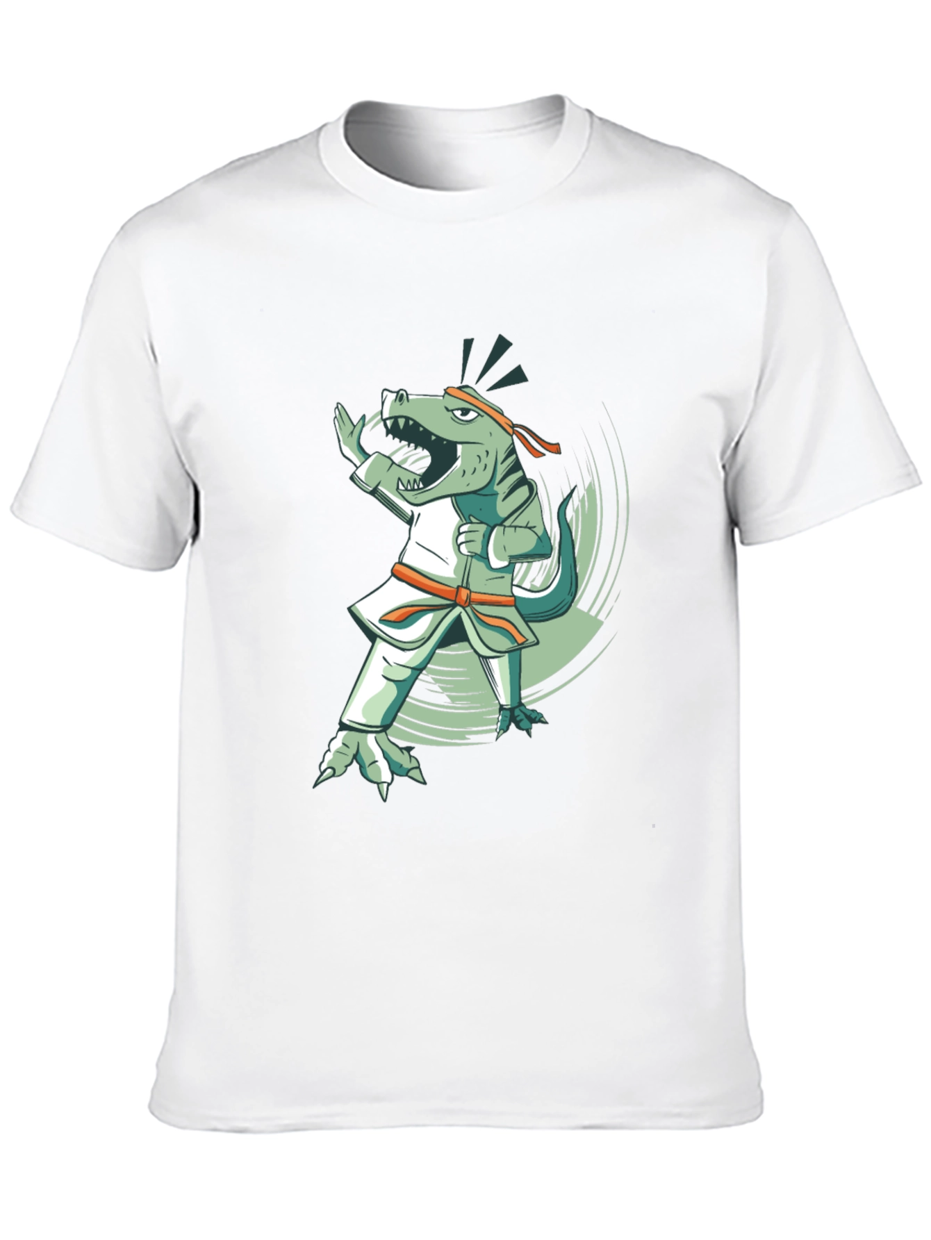 Black Martial Arts Dinosaur Black T-Shirt view 10