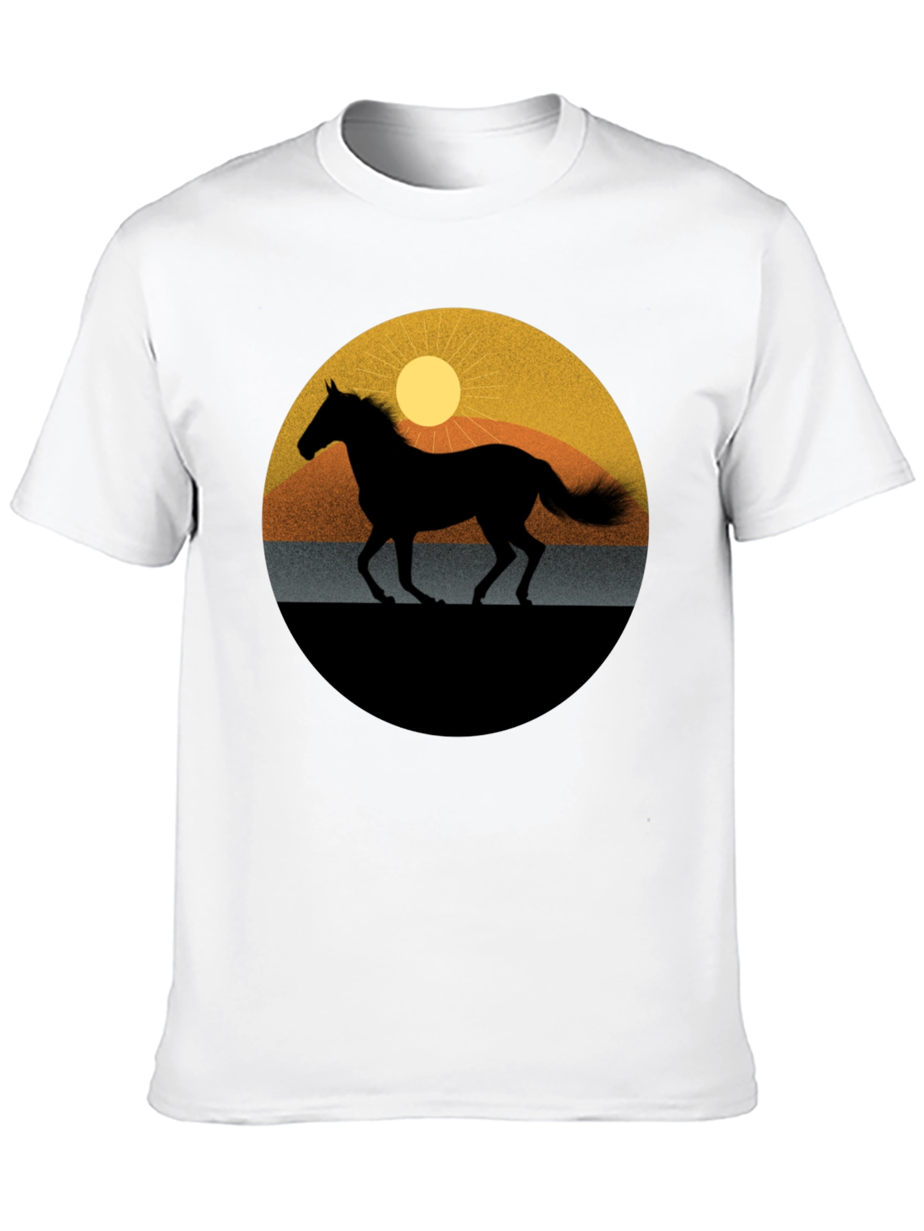 Black Horse Silhouette Graphic Tee - Sunset Design view 10