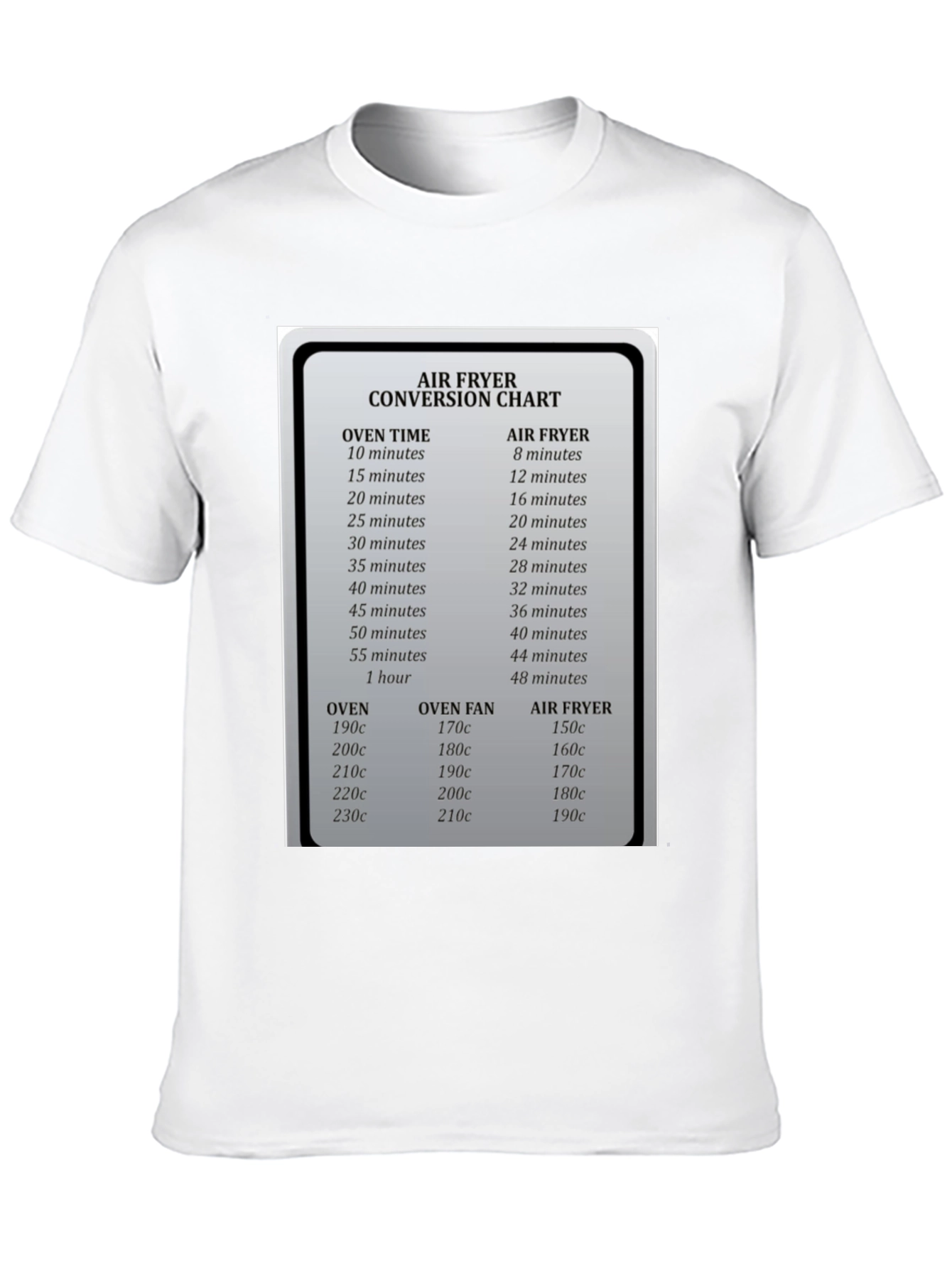 Air Fryer Conversion Chart Graphic T-Shirt - 10