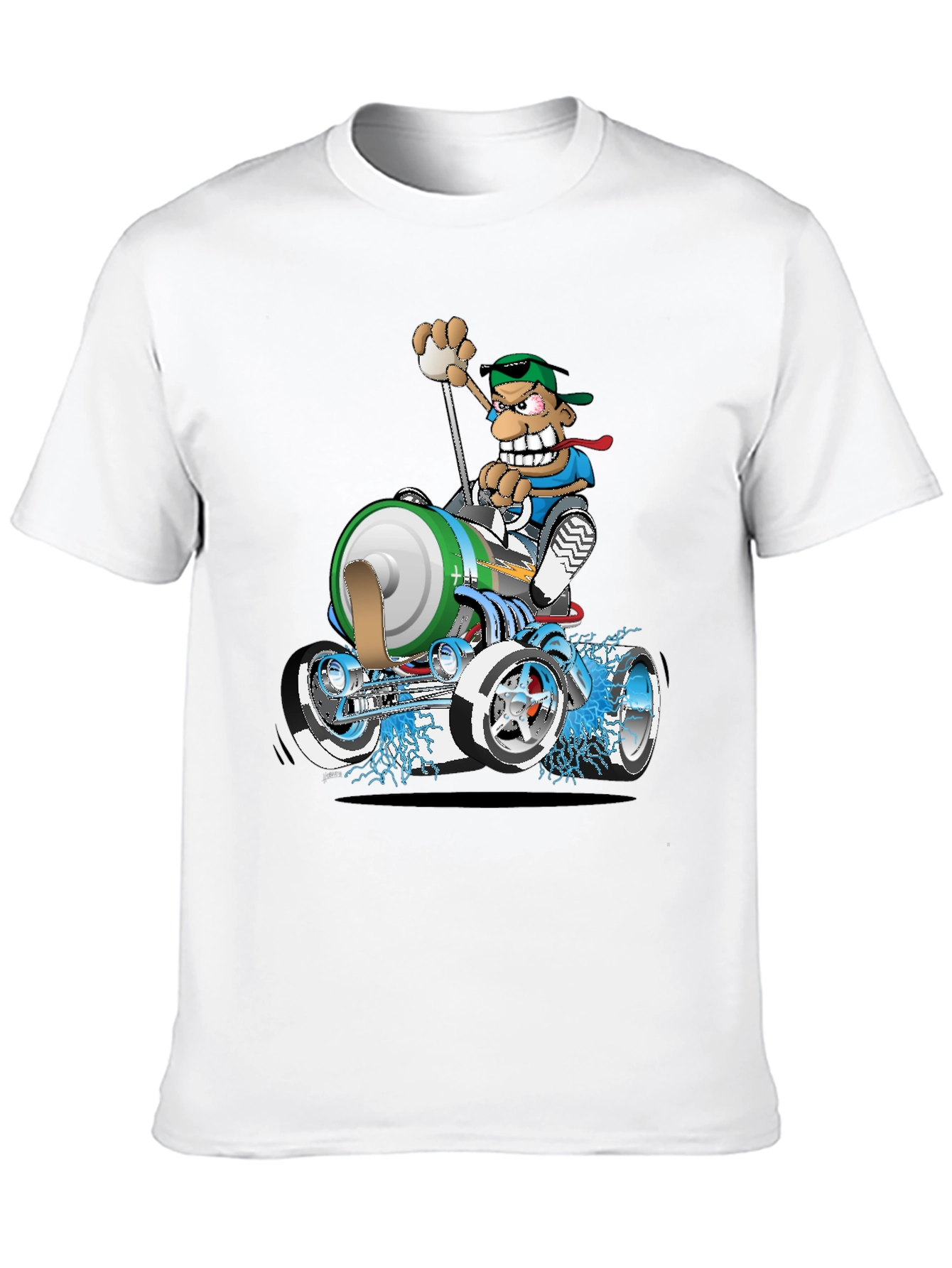 Black Cartoon Race Car T-Shirt view 10
