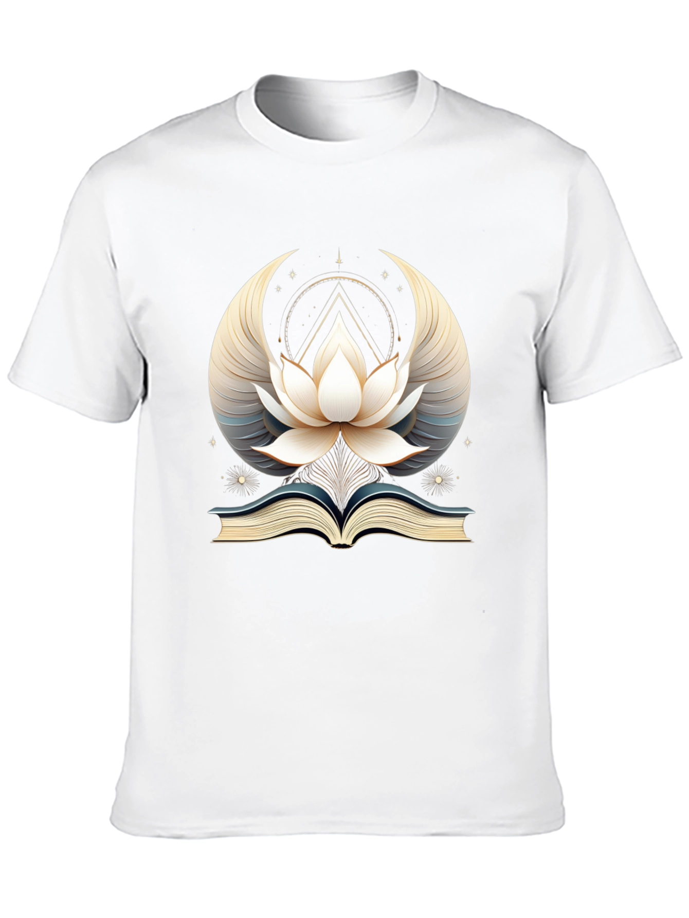 Black Mystic Lotus Book Graphic Tee - Unisex Black T-Shirt view 10