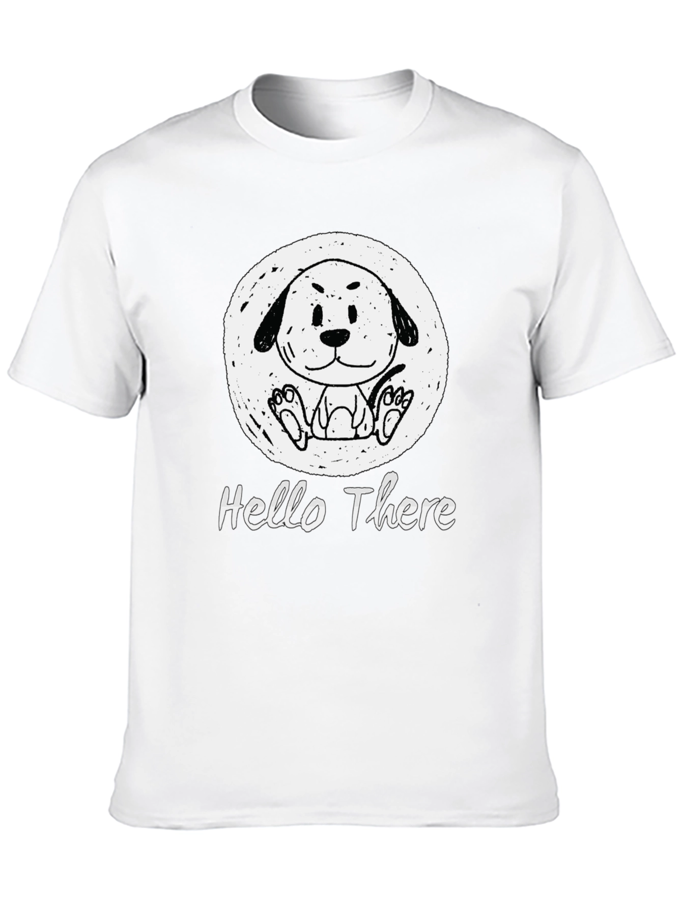 Black Cartoon Dog T-Shirt - "Hello There" Graphic Tee view 10