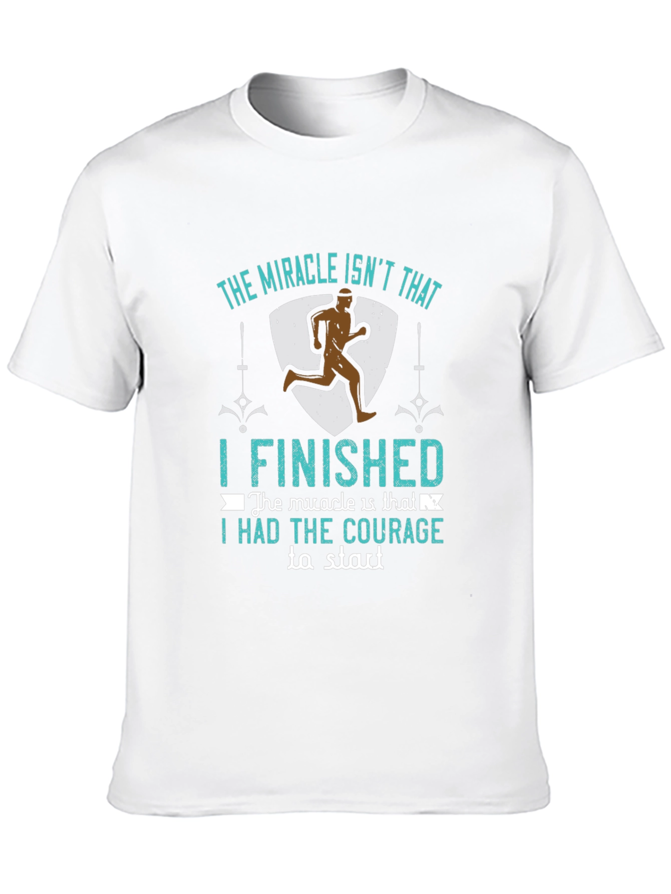 Black Inspirational Runner T-Shirt: "The Miracle Isn't That I Finished..." view 10