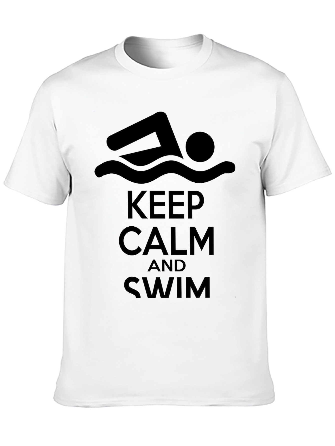 Black Keep Calm and Swim Black T-Shirt view 10