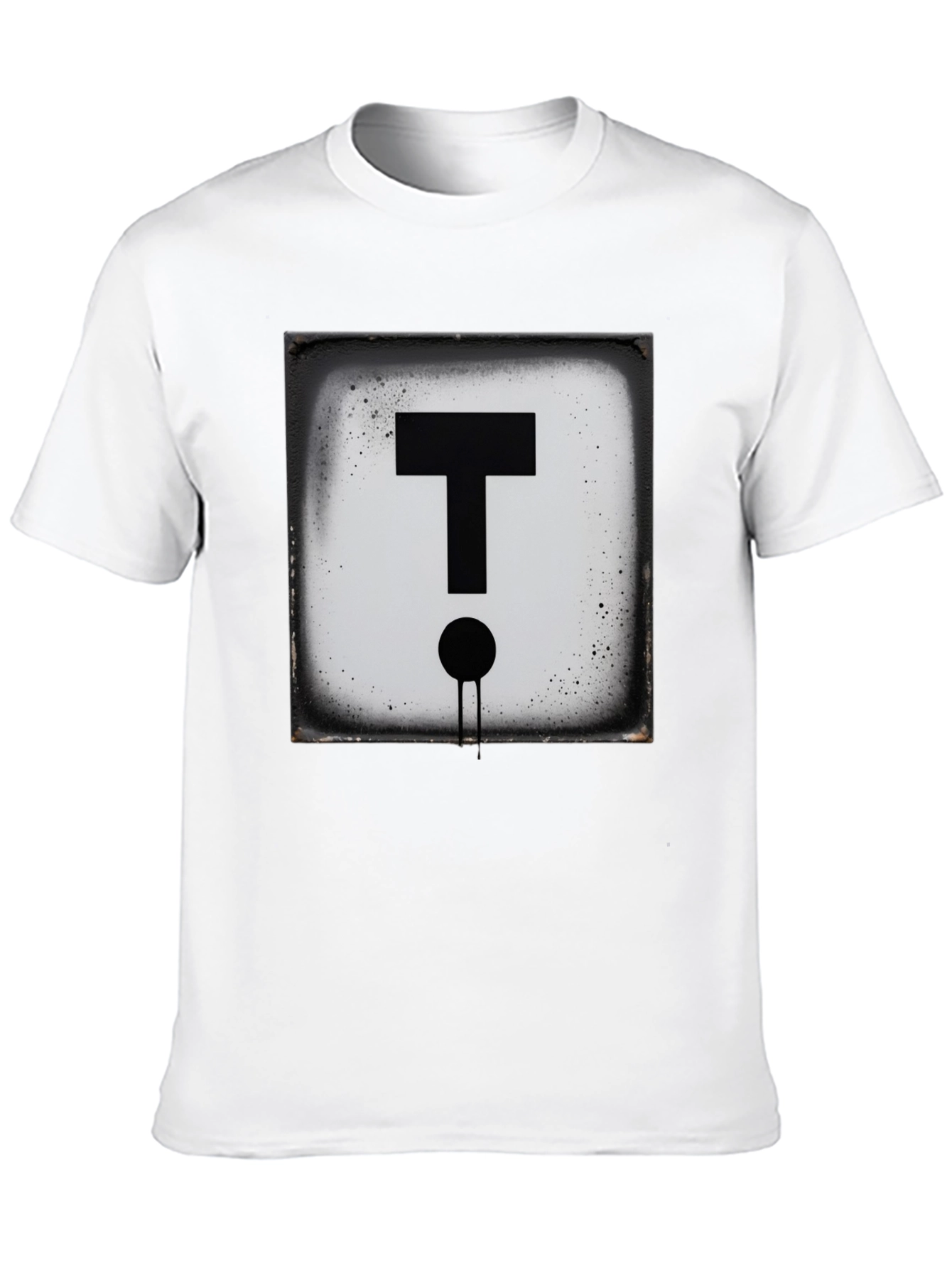 Black Modern Letter 'T' Graphic Black T-Shirt view 10