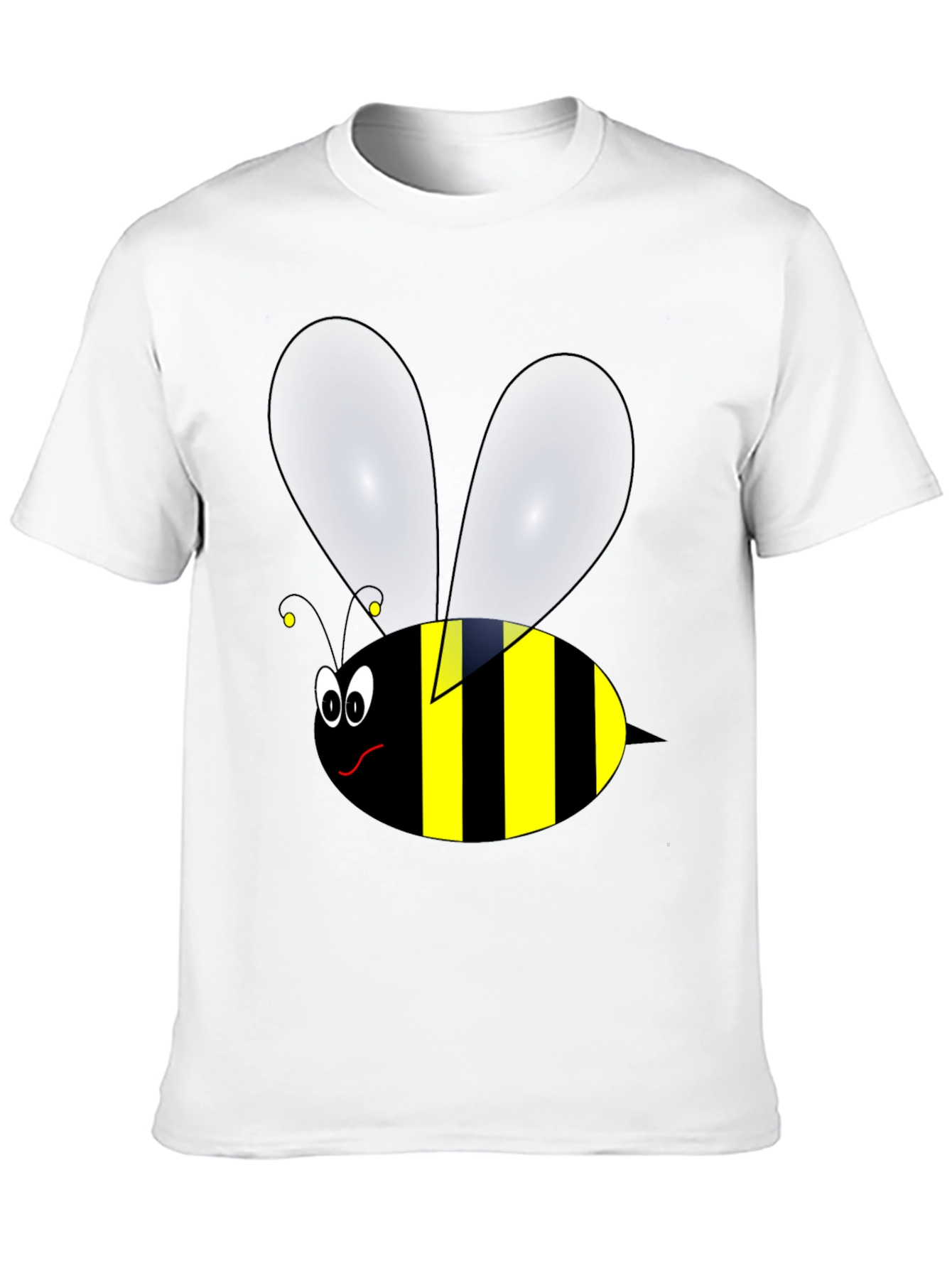 Black Funny Cartoon Bee Graphic Tee - Black Cotton view 10
