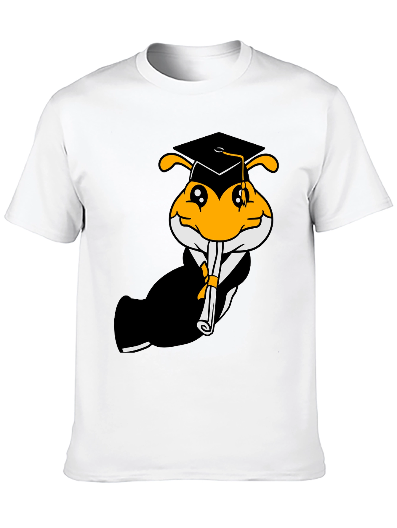 Black Graduation Bee Graphic Tee - Black Cotton T-Shirt view 10