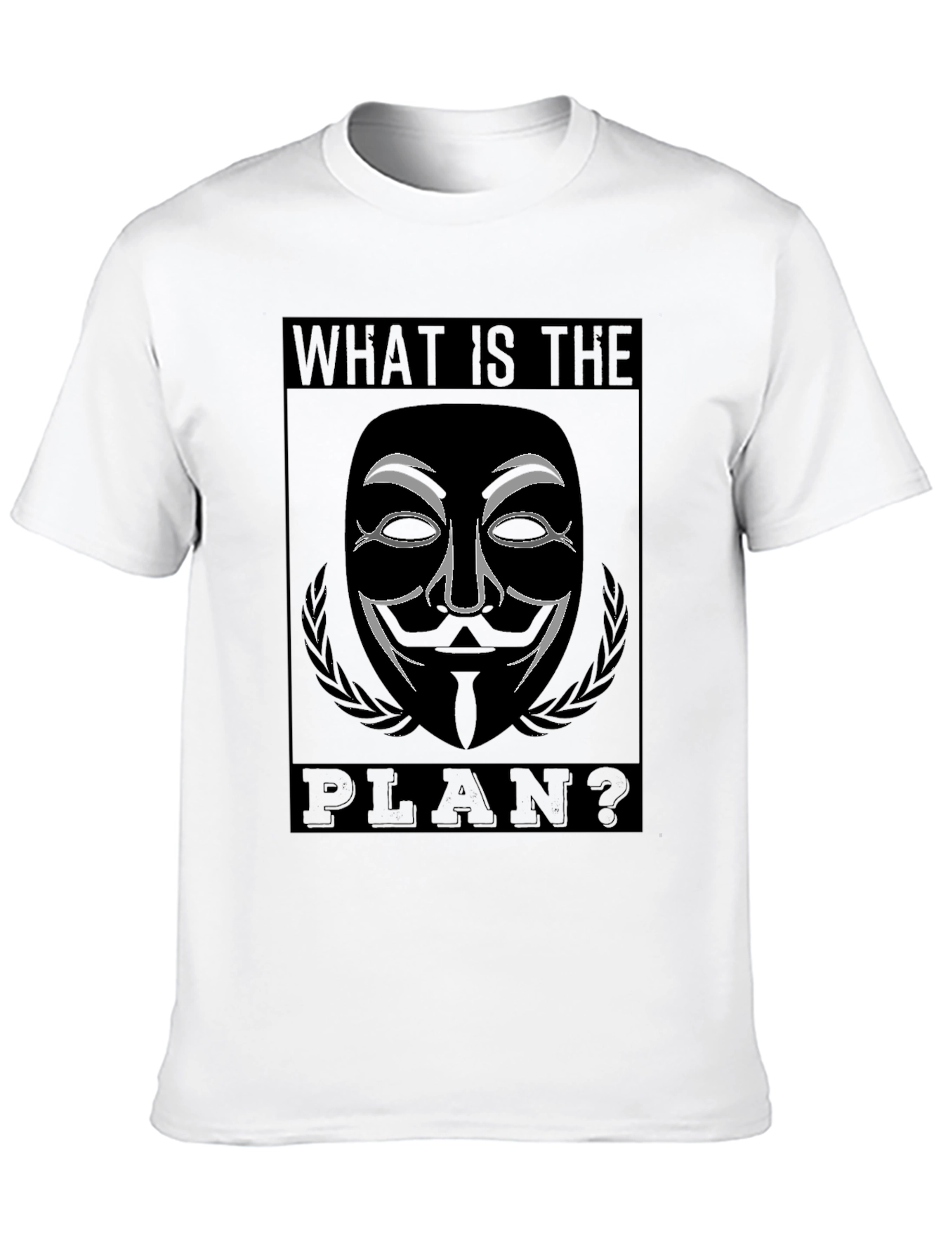 Black Guy Fawkes "What is the Plan?" Black T-Shirt view 10