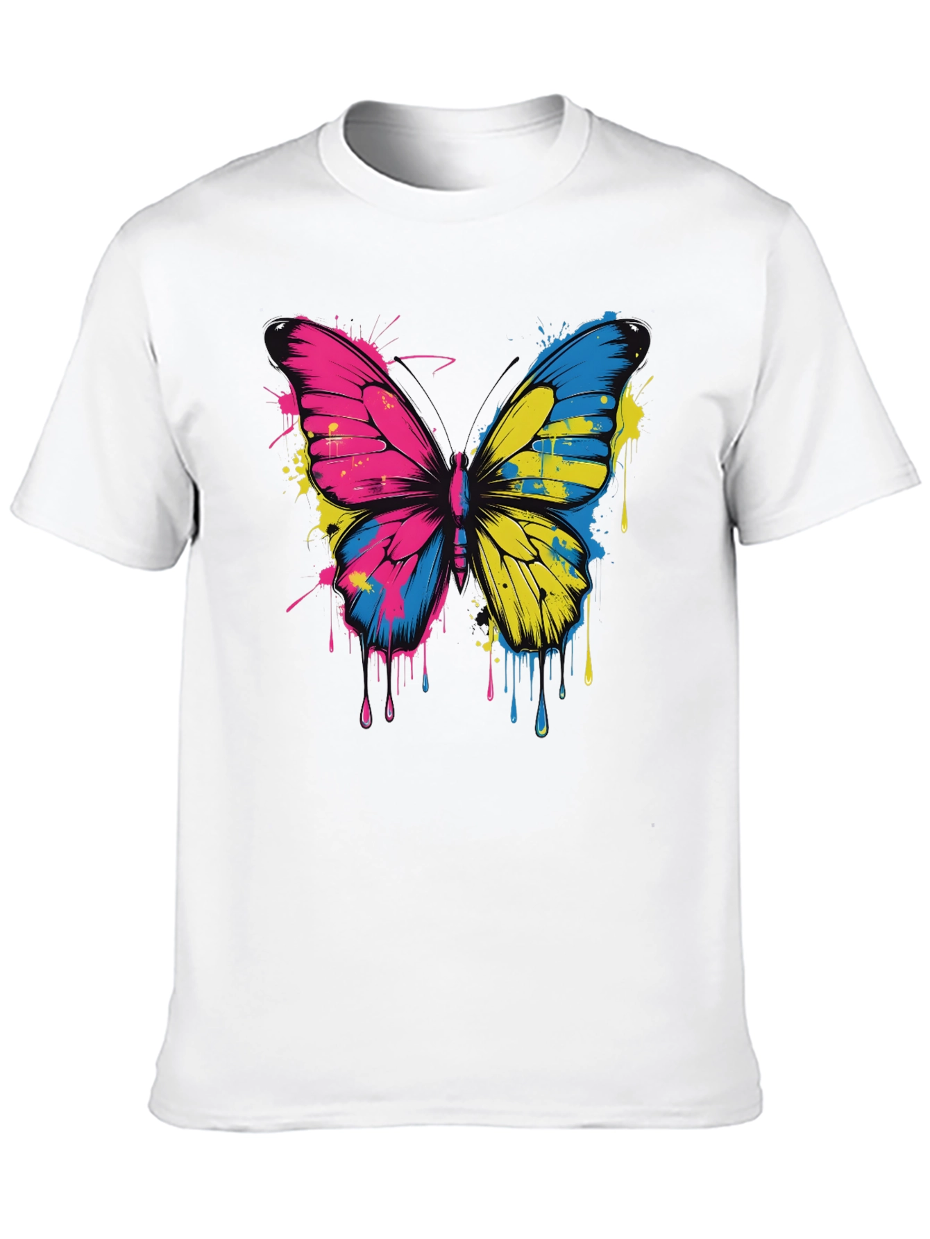 Black Butterfly Splash Tee - Colorful Graphic T-Shirt view 10
