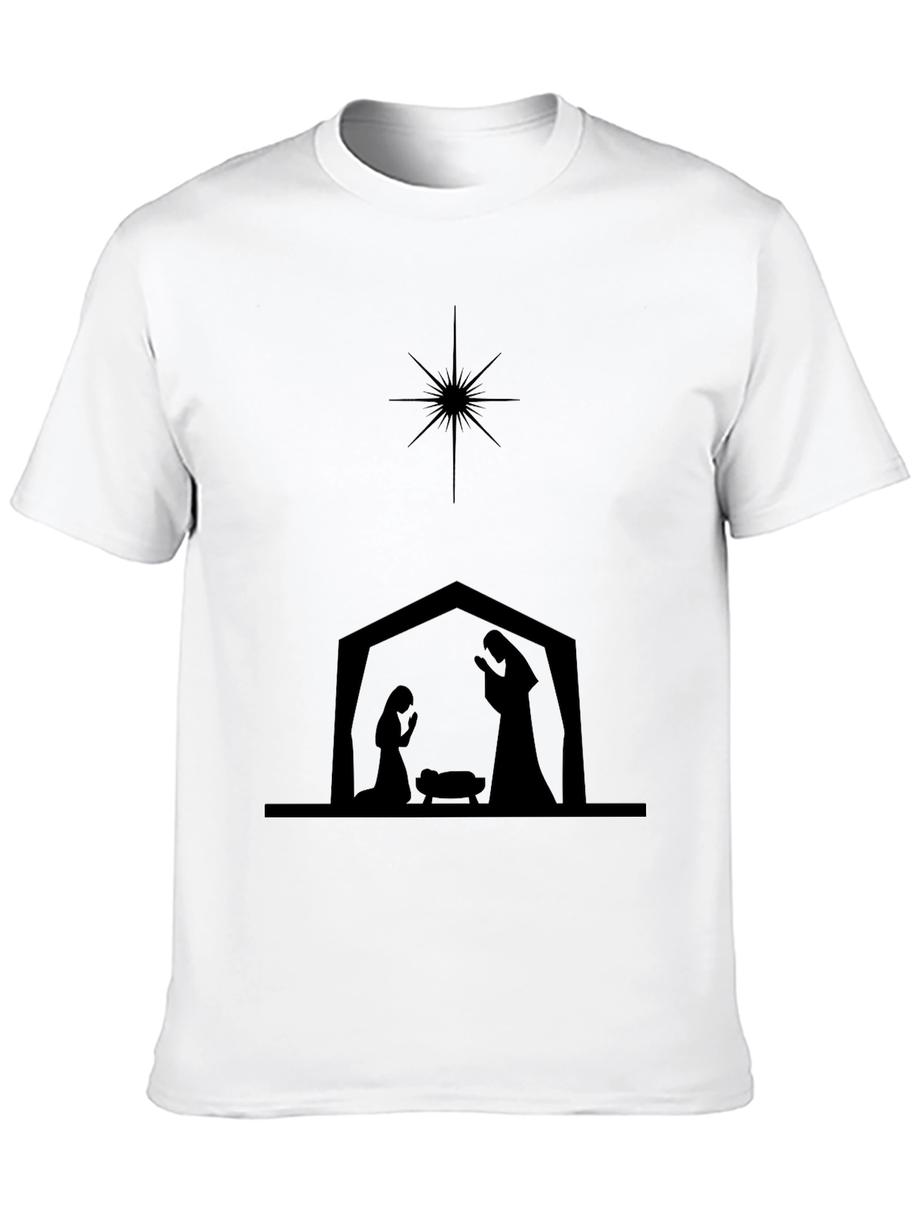 Nativity Scene Silhouette Black T-Shirt - 10