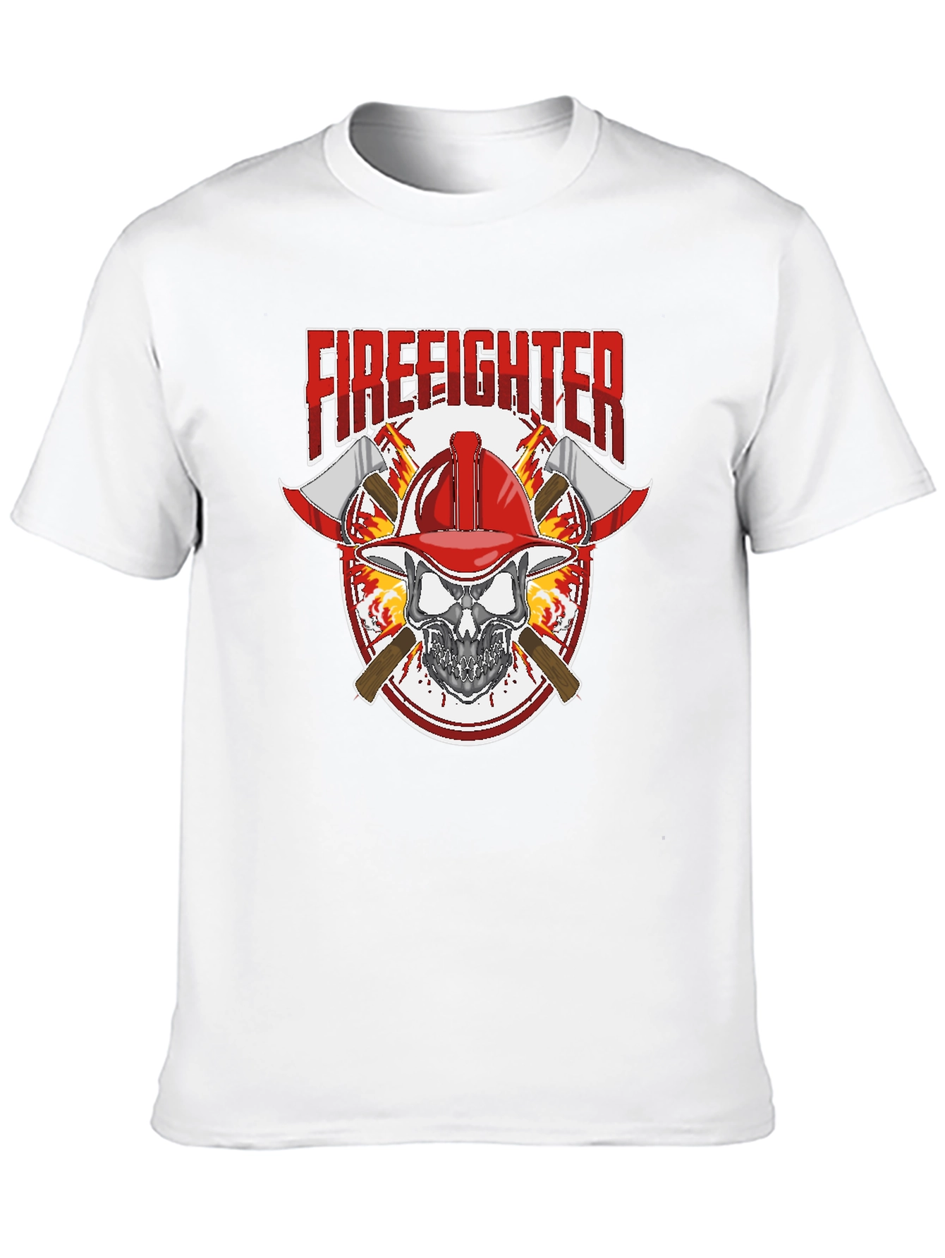 Black Firefighter Skull Graphic Tee view 10