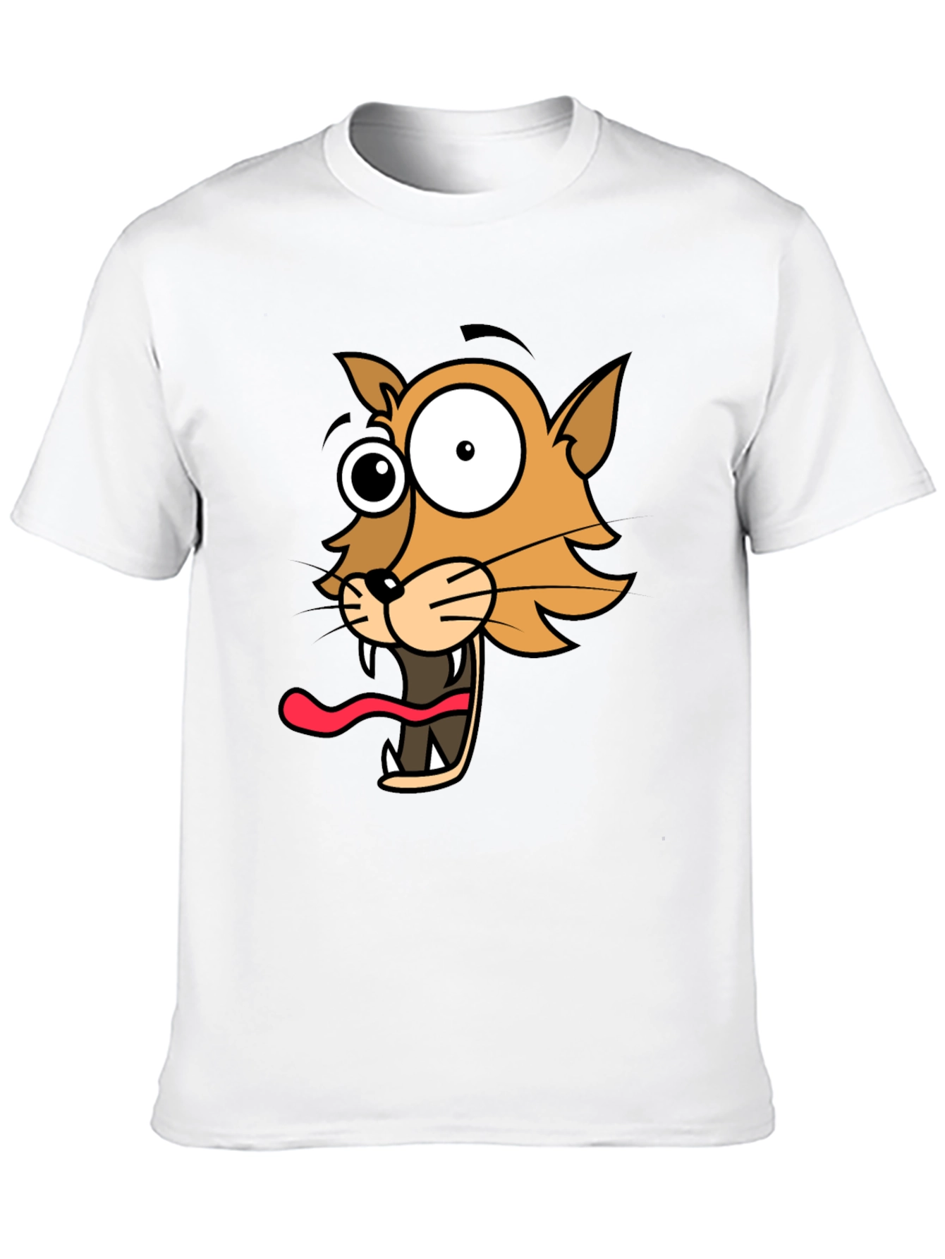 Black Cartoon Cat Graphic Tee - Hilarious Crazy Cat T-Shirt view 10