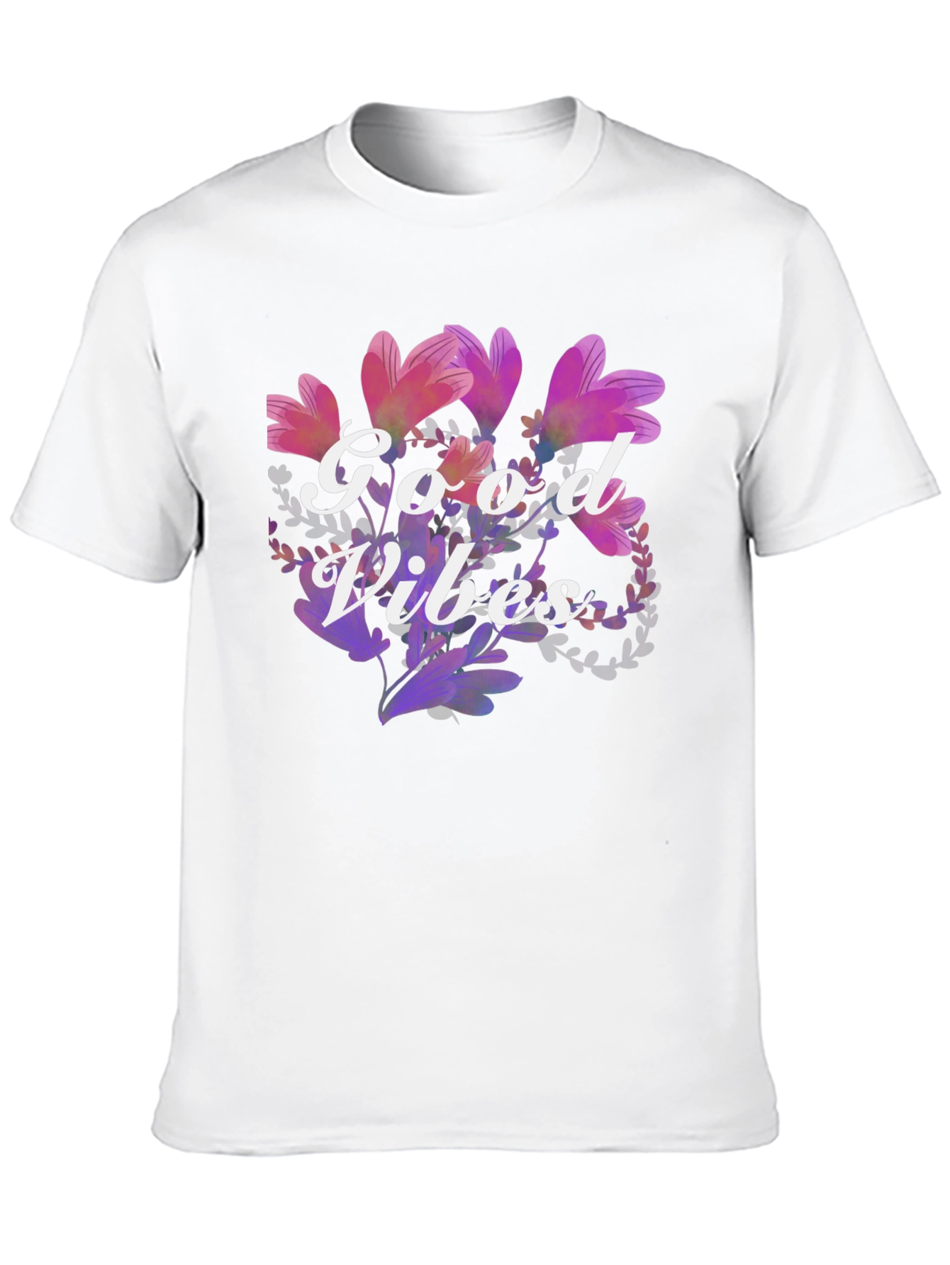 Black Good Vibes Floral Graphic Tee - Black Cotton Blend view 10