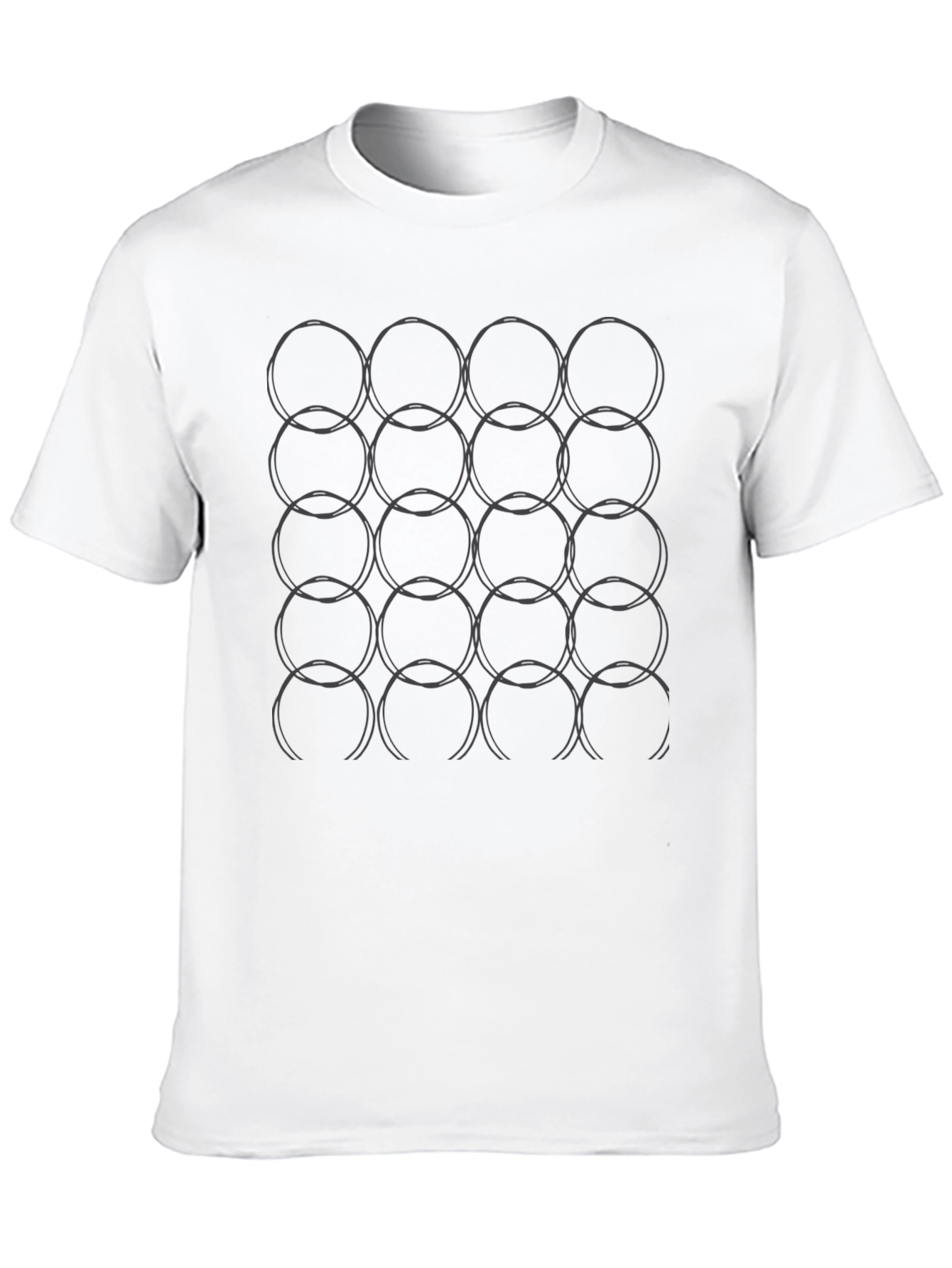 Black Abstract Circle Pattern Black T-Shirt view 10