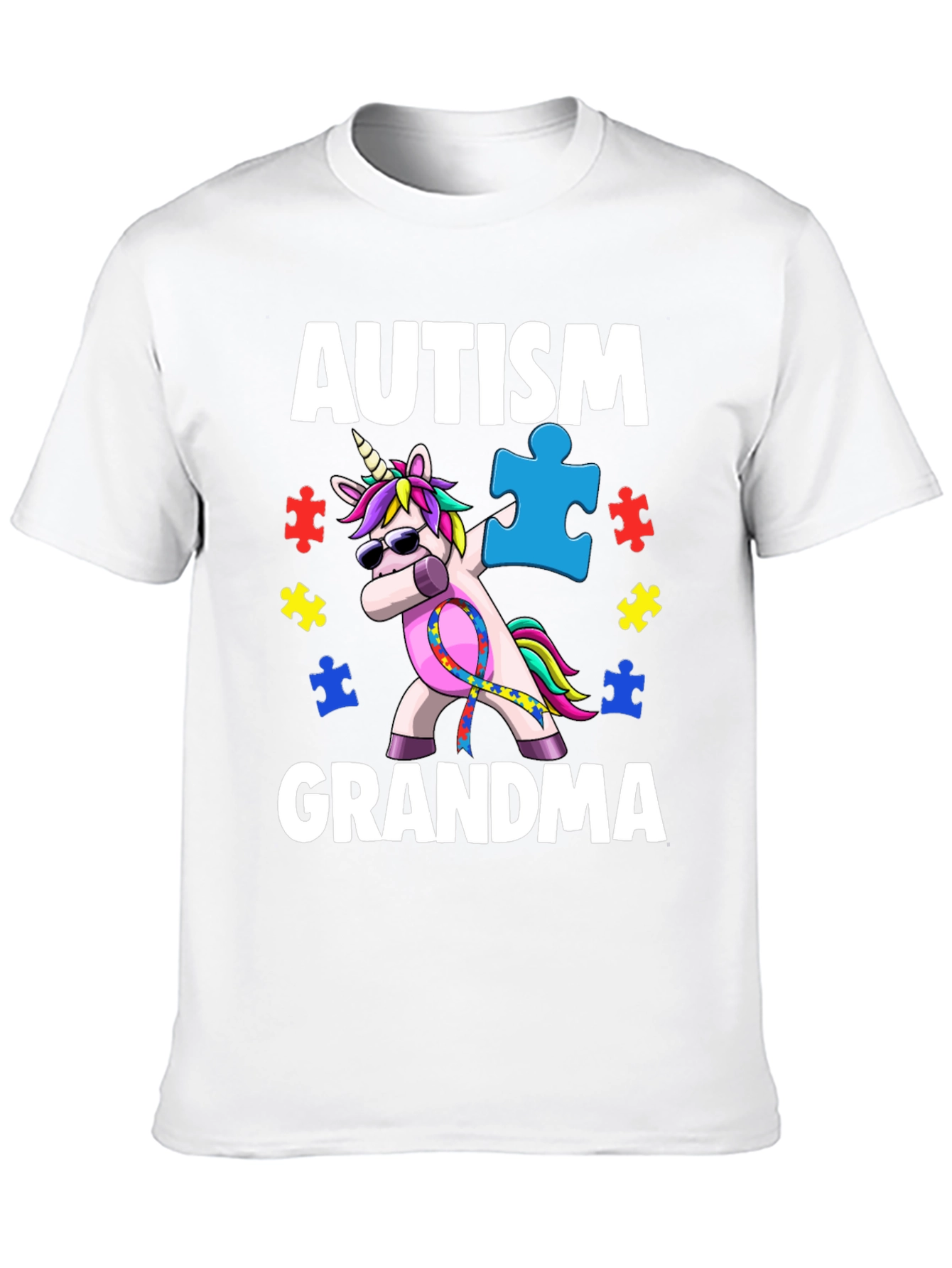 Black Autism Grandma Unicorn T-Shirt view 10