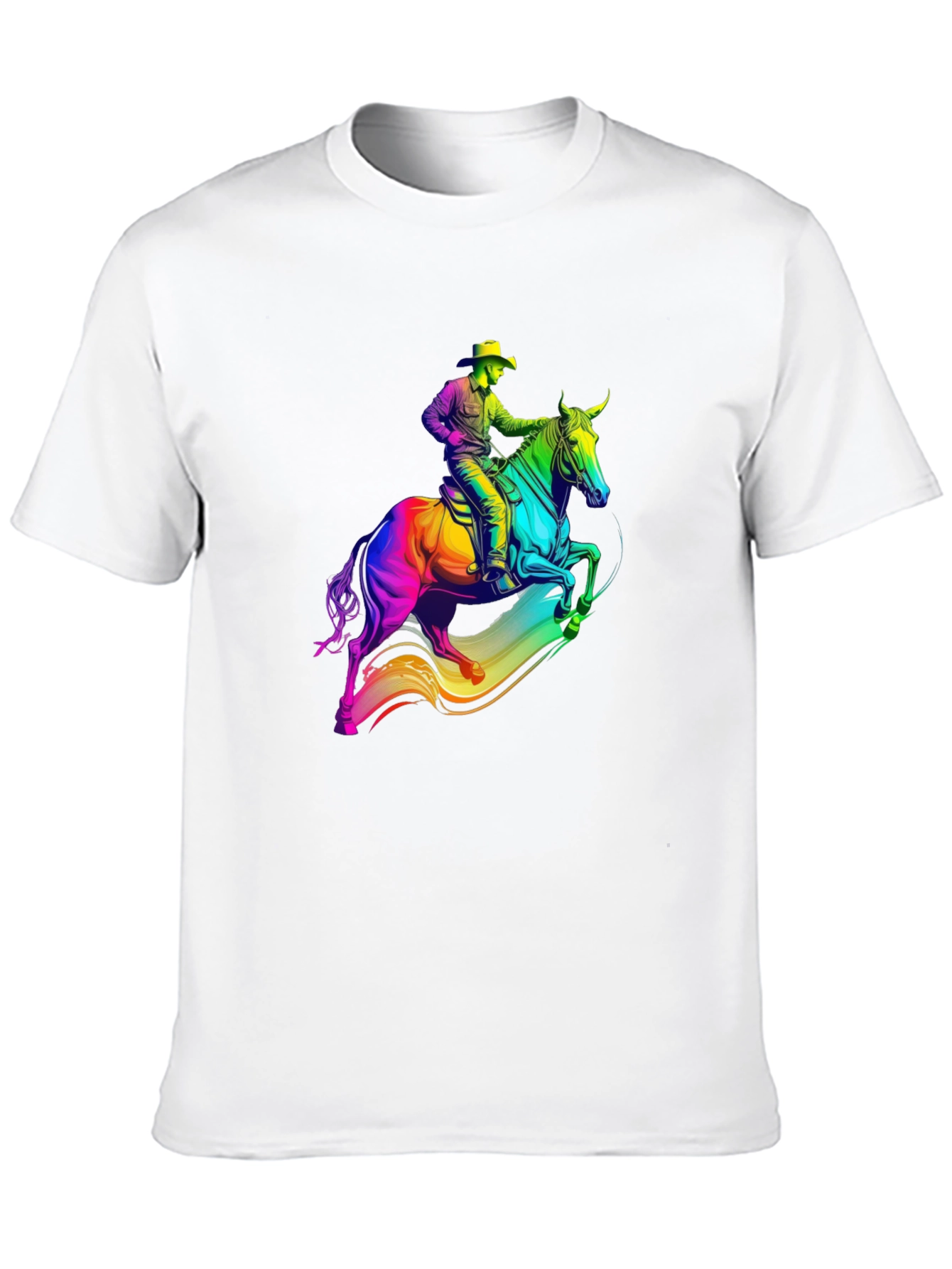 Black Rainbow Cowboy Horse Graphic T-Shirt view 10