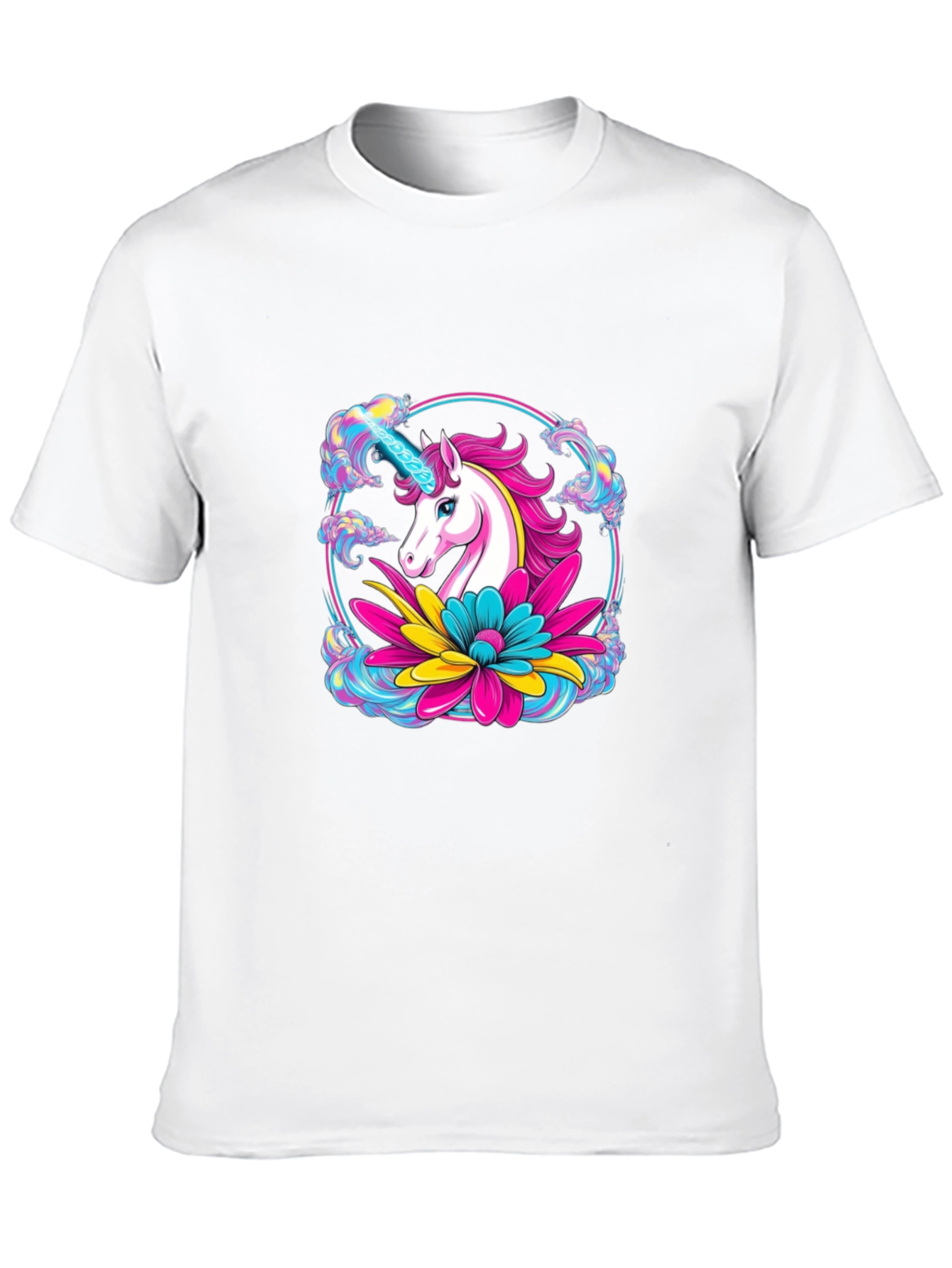 Black Unicorn Flower Black T-Shirt view 10