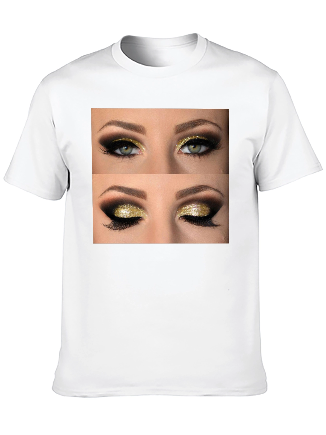 Black Glam Eyes Graphic Tee - Black Cotton Casual Wear view 10