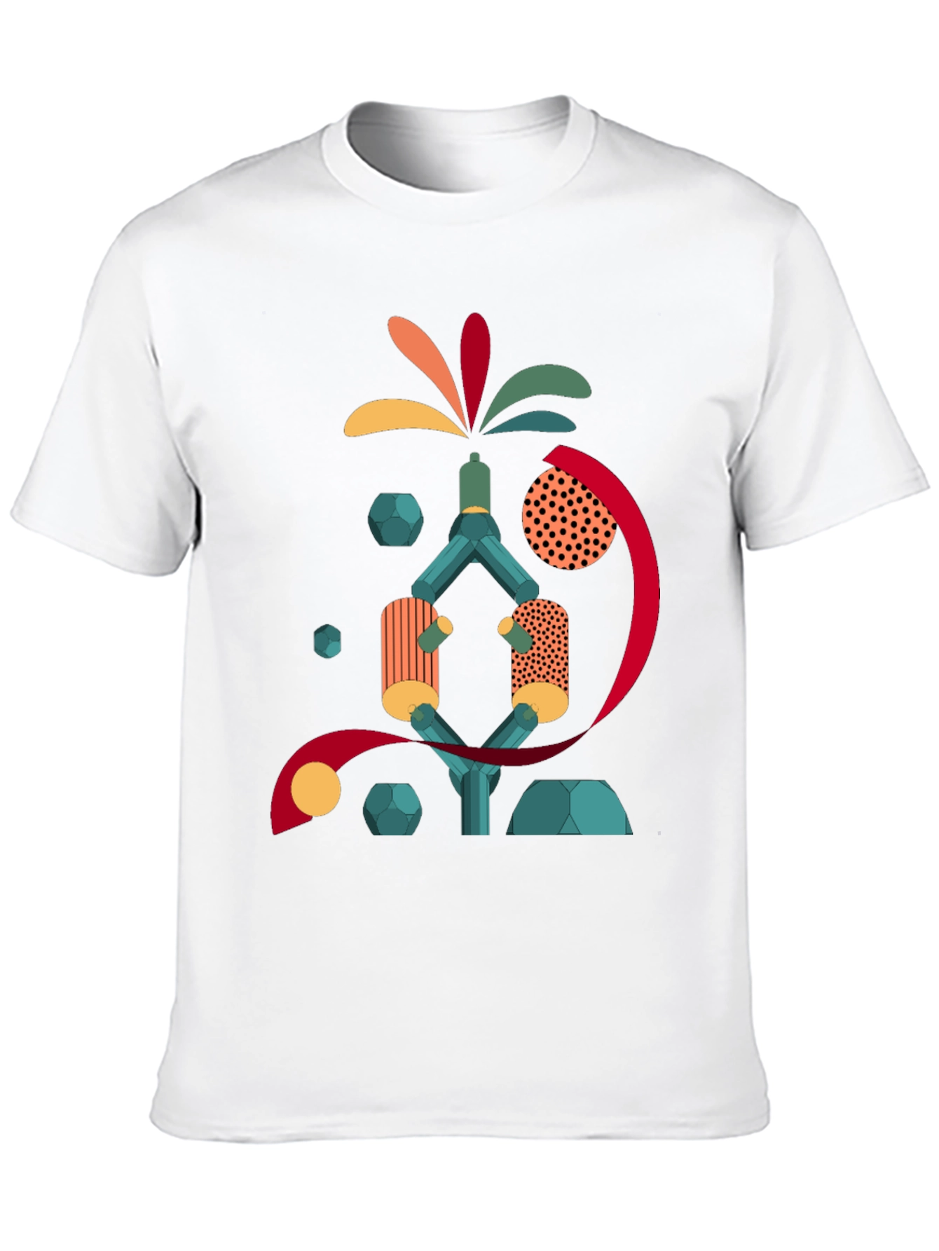 Black Abstract Geometric Design Black Cotton T-Shirt view 10