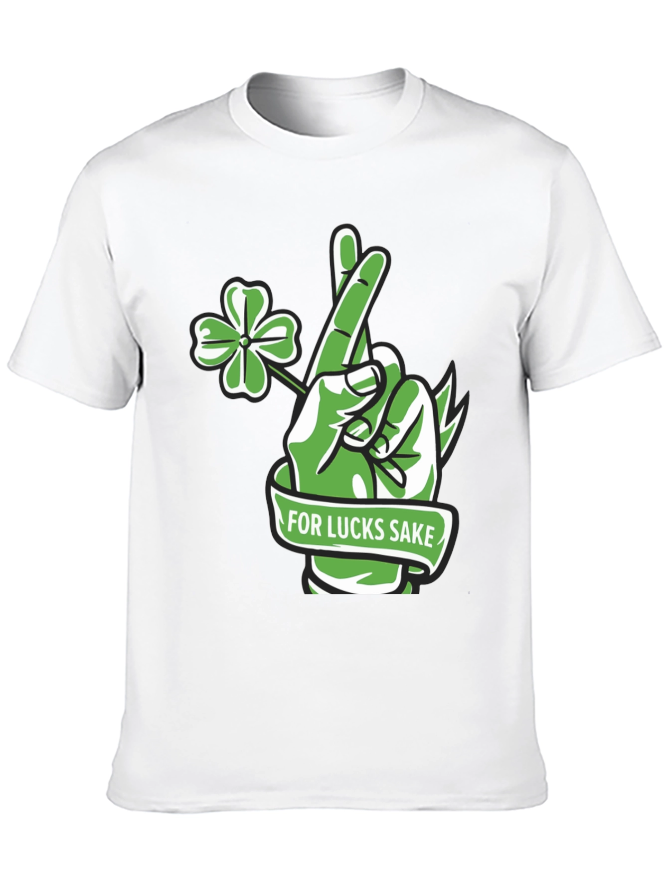 Black Lucky Charm T-Shirt - 'For Lucks Sake' Design view 10