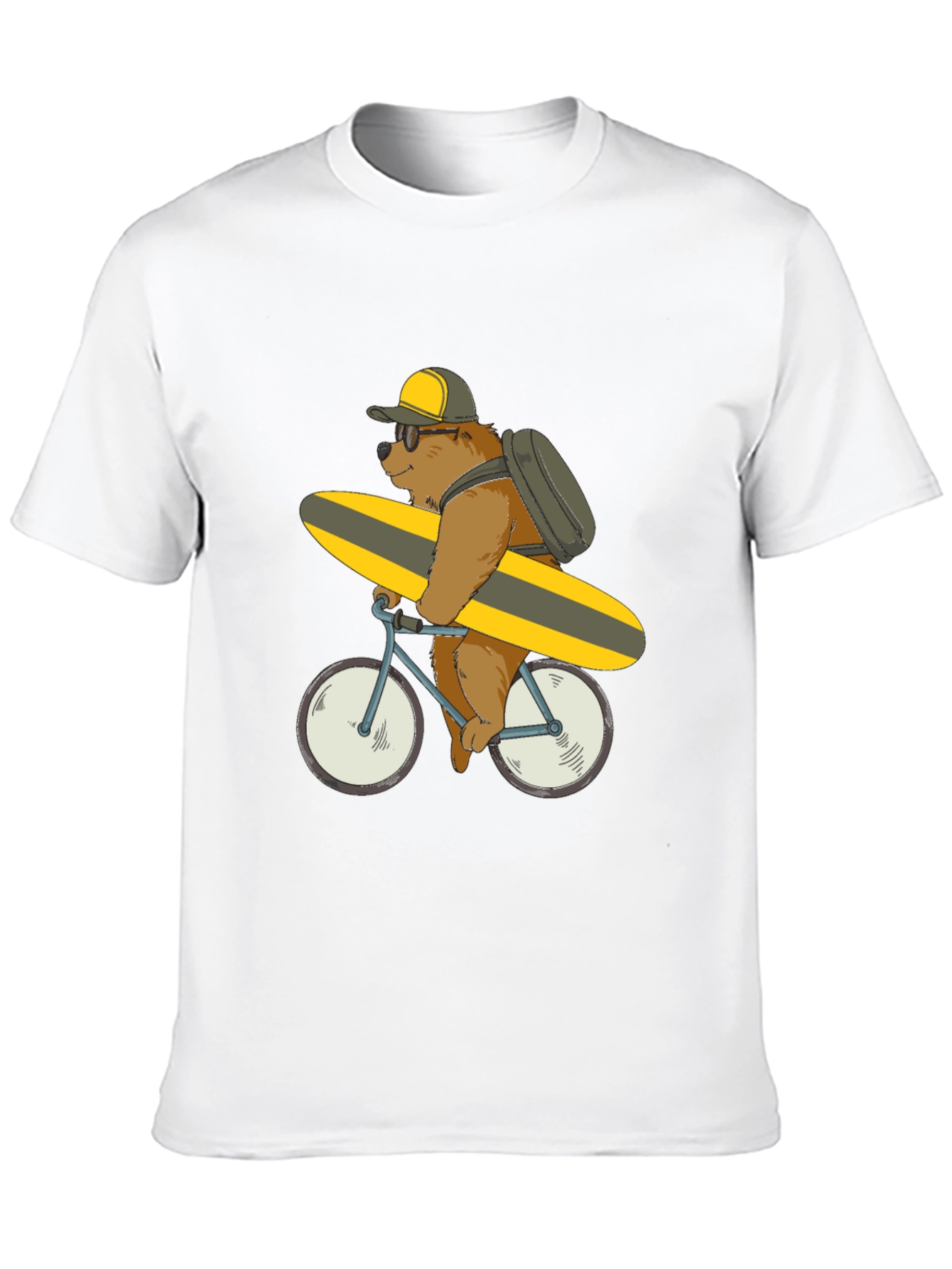 Black Bear on Bike T-Shirt - Surfing Bear Tee view 10