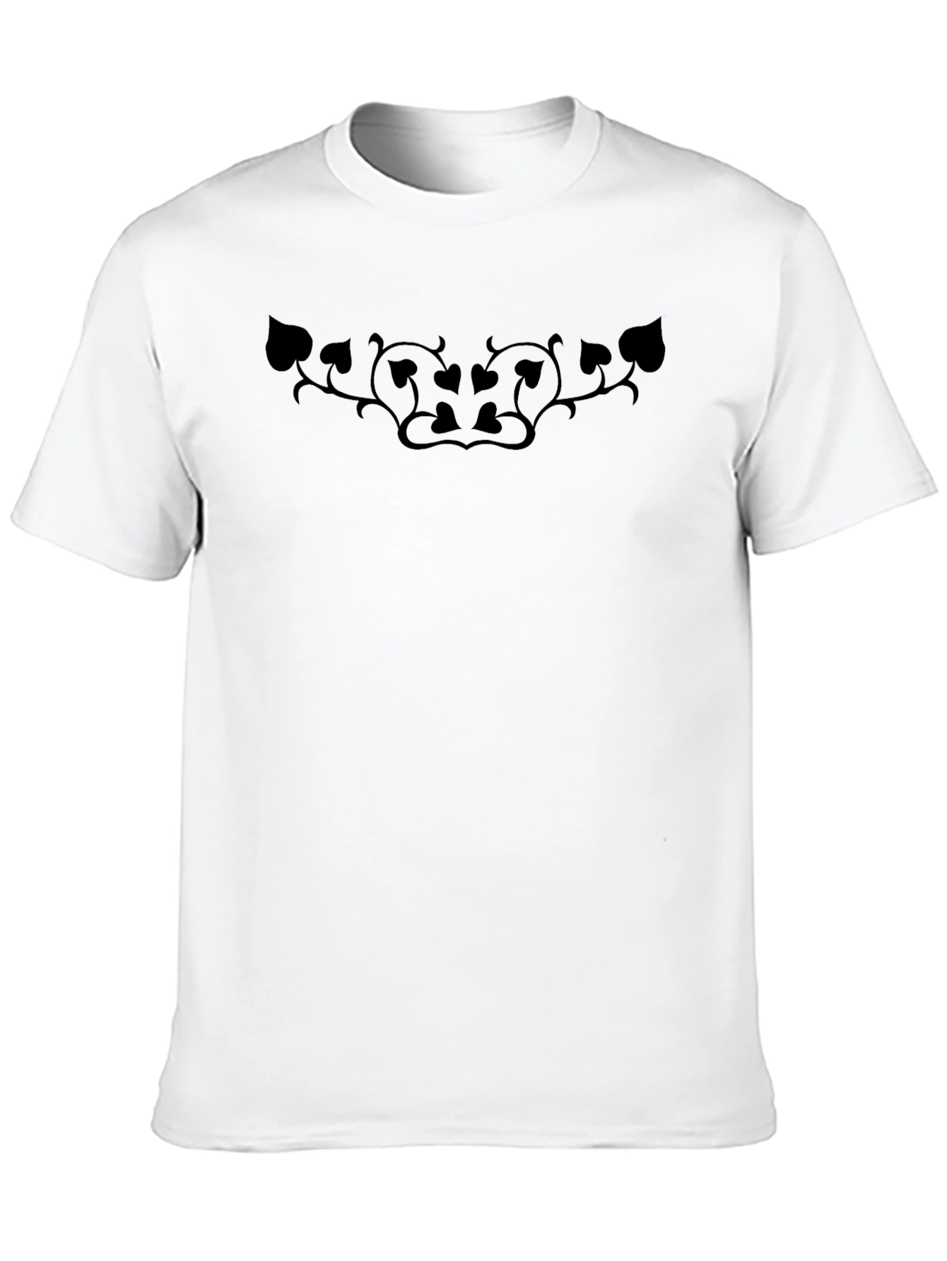 Black Men's Black T-Shirt with Spade & Vine Design view 10