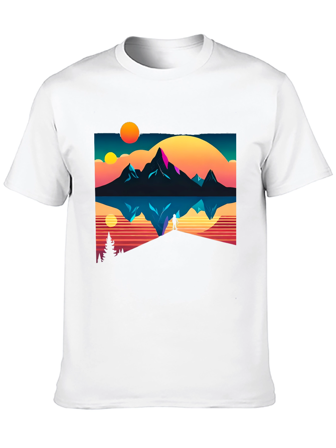 Black Retro Mountain Reflection Graphic Tee view 10