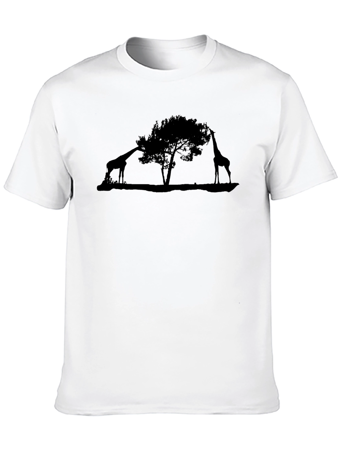 Black Giraffe Silhouette Black T-Shirt view 10