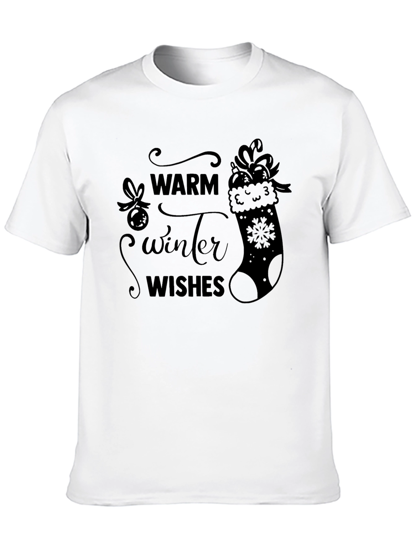 Black Warm Winter Wishes Black T-Shirt view 10