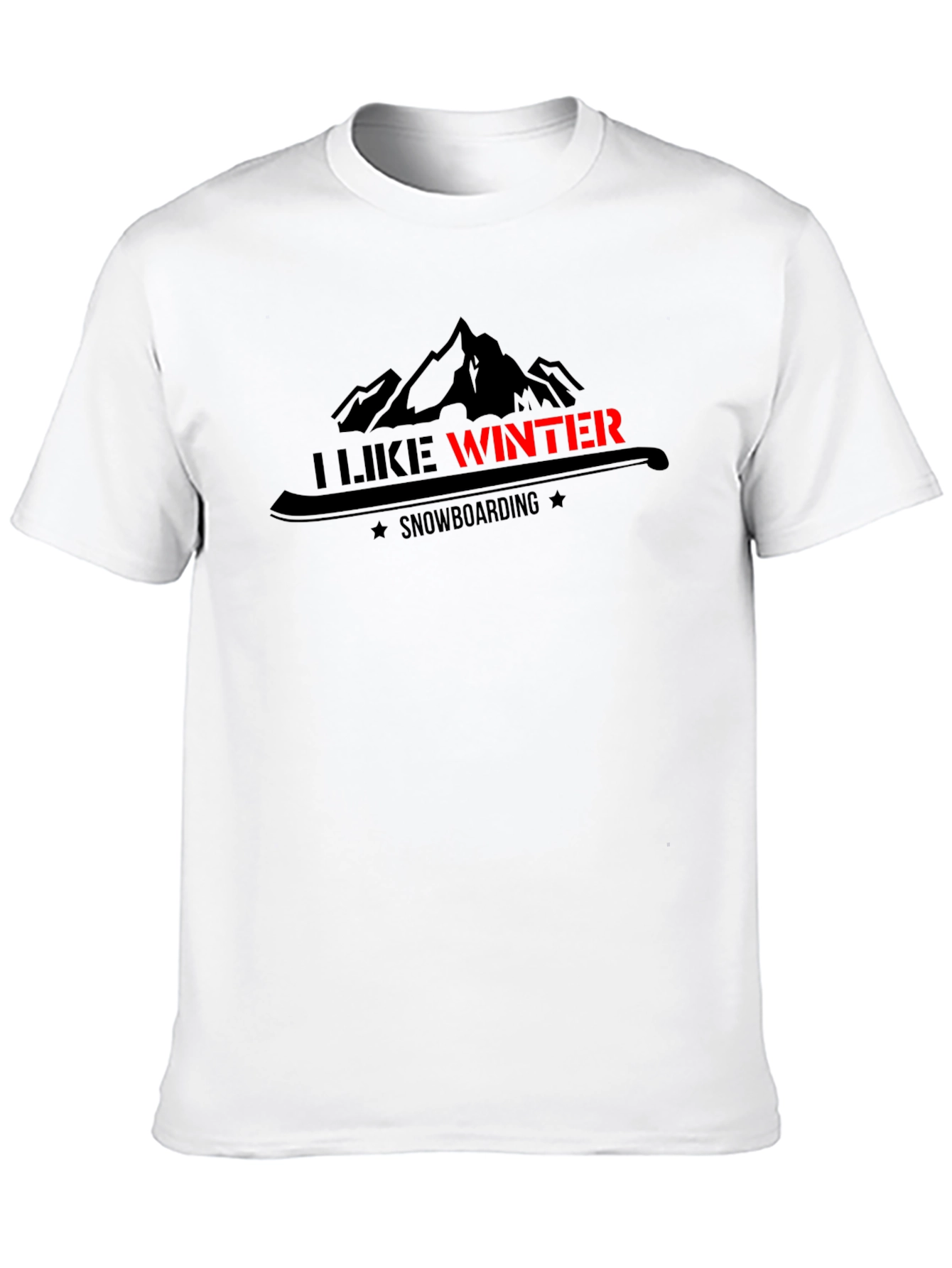 Black I Like Winter Snowboarding Graphic Black Tee view 10
