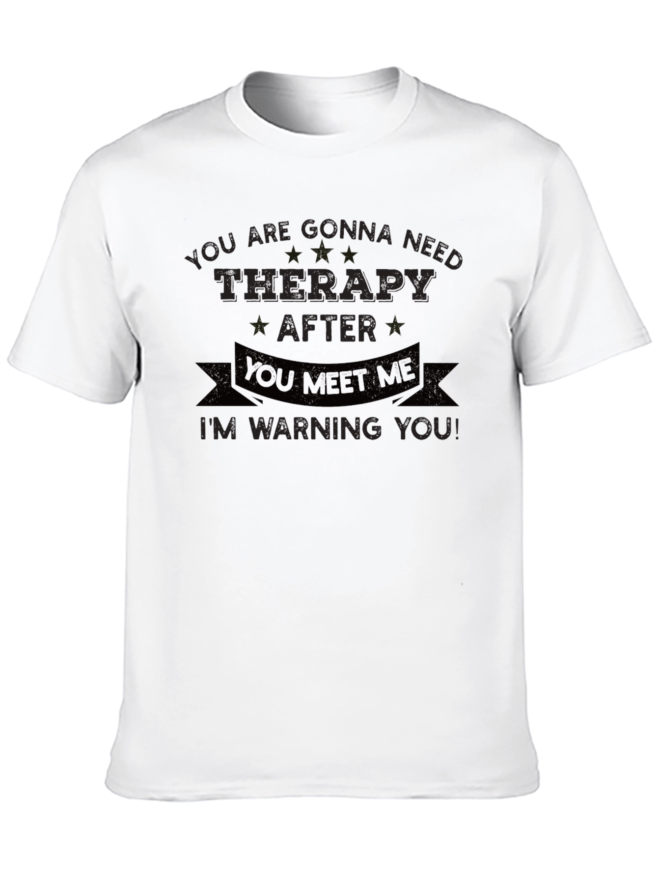 Black Funny Therapy Warning T-Shirt view 10