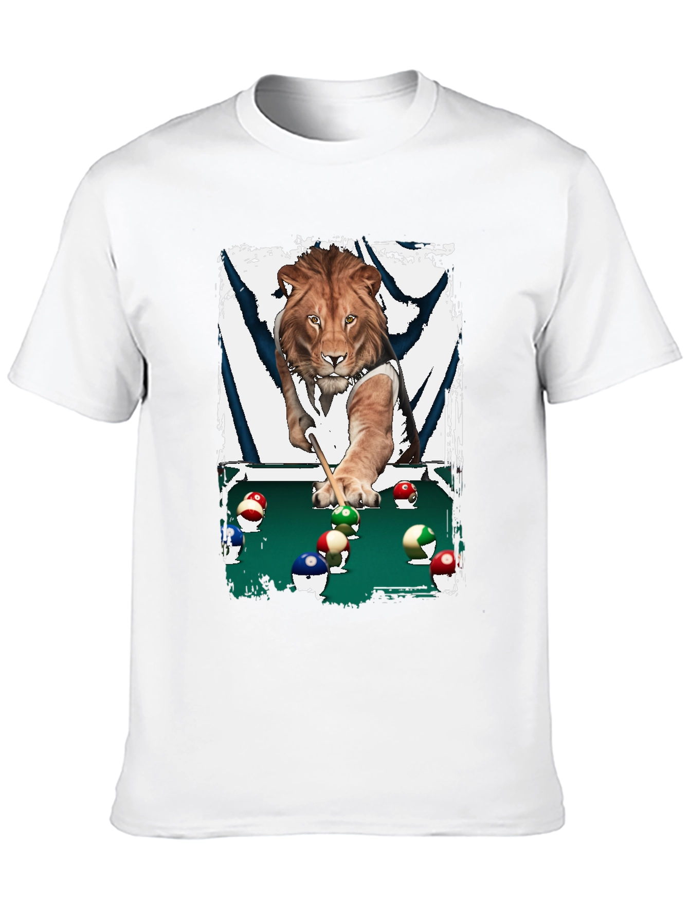 Black Lion Playing Pool T-Shirt - Unique Graphic Tee view 10