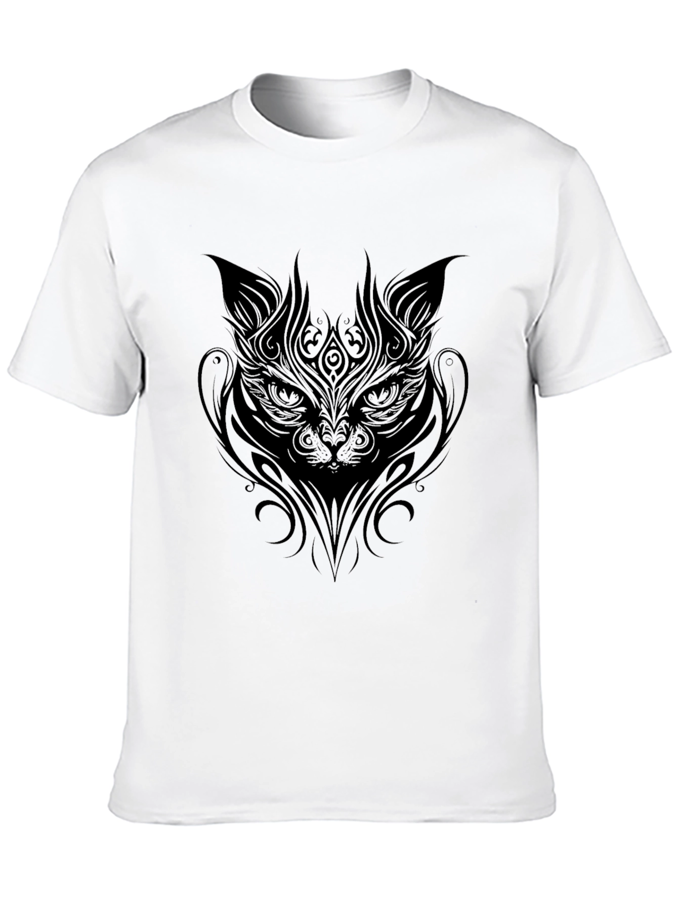 Black Tribal Cat Graphic Black T-Shirt view 10