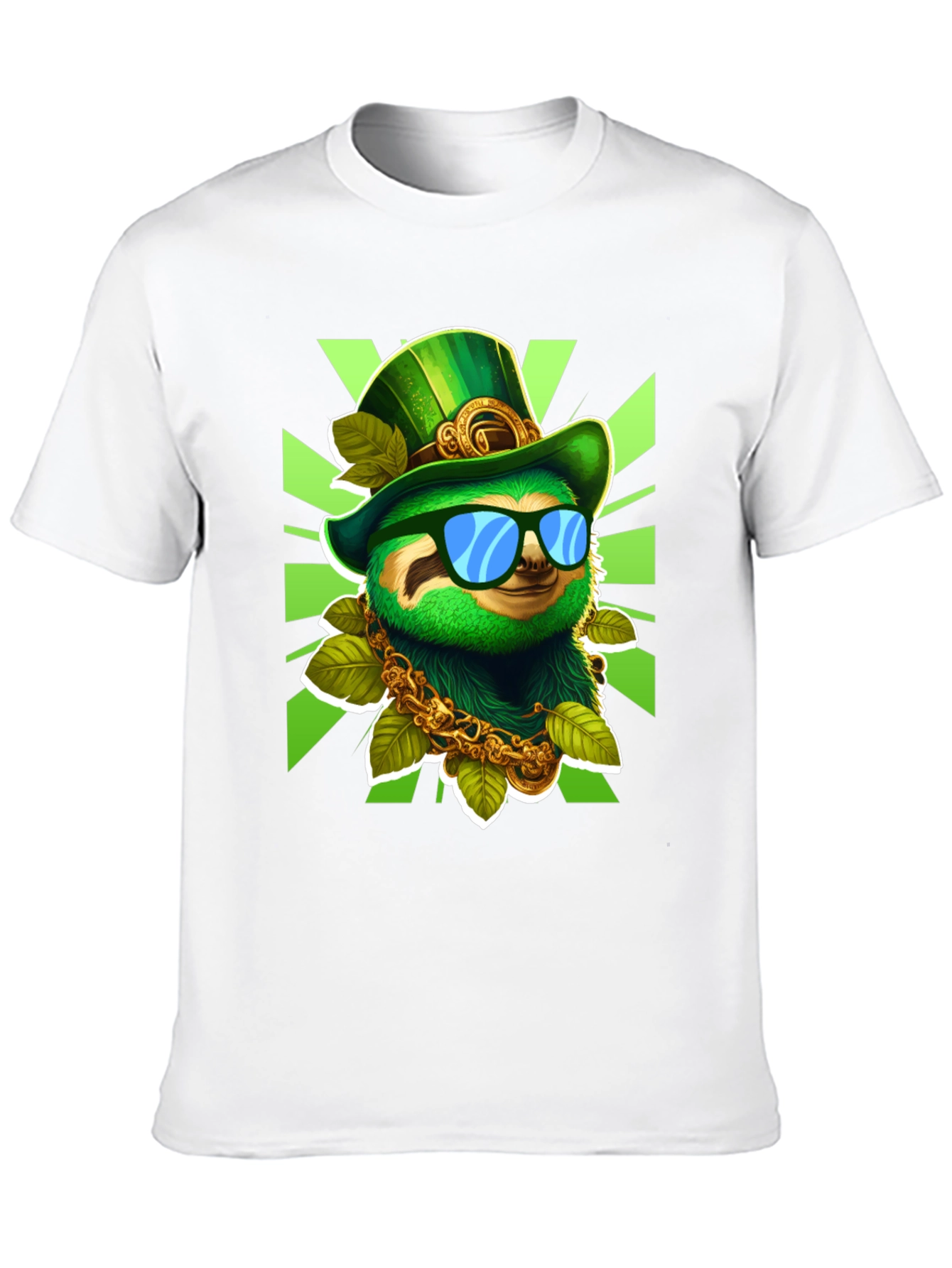 Black Lucky Sloth St. Patrick's Day T-Shirt view 10