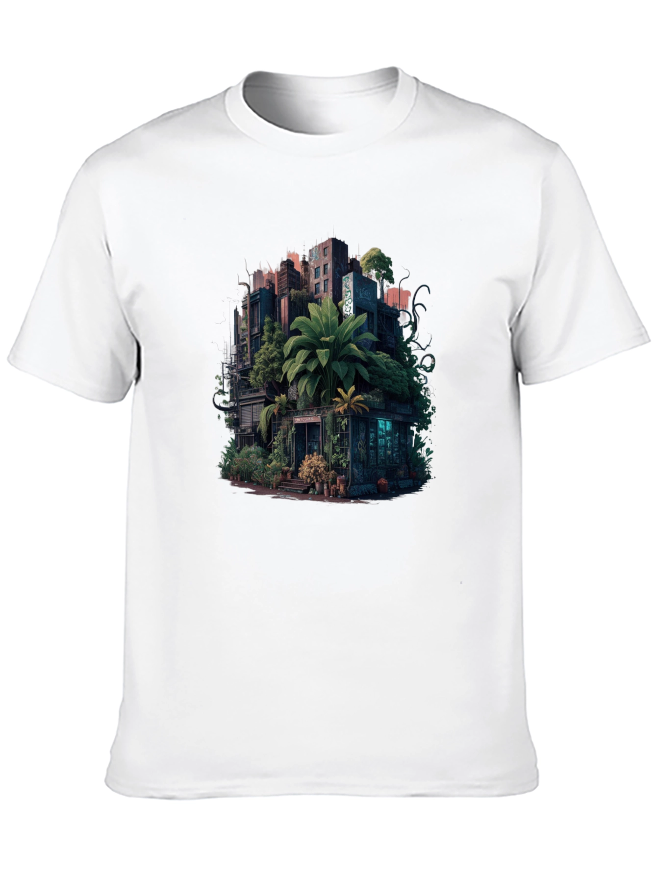 Black Urban Jungle T-Shirt: City Meets Nature Tee view 10
