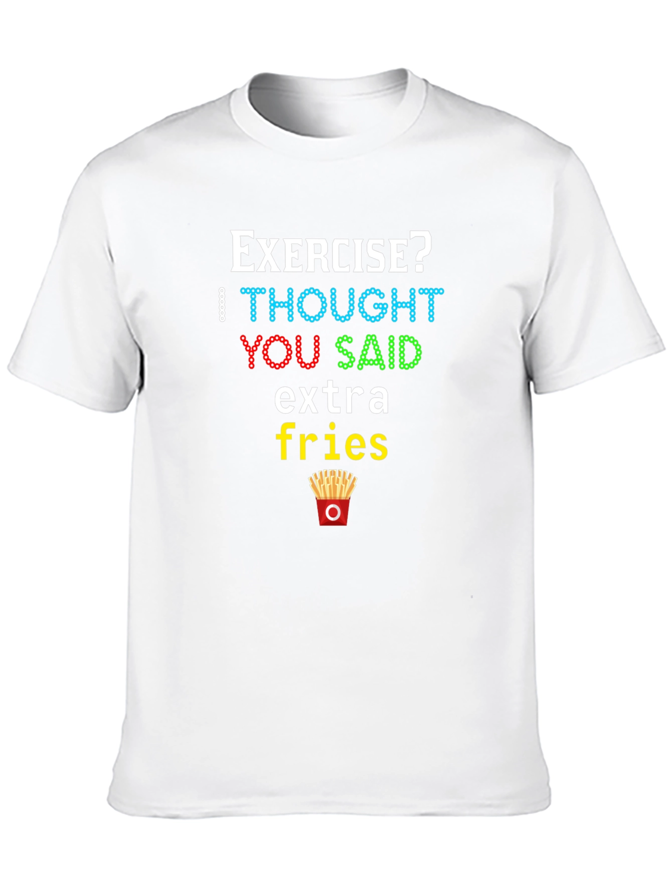 Black Funny "Extra Fries" Graphic Tee -  Casual Black T-Shirt view 10