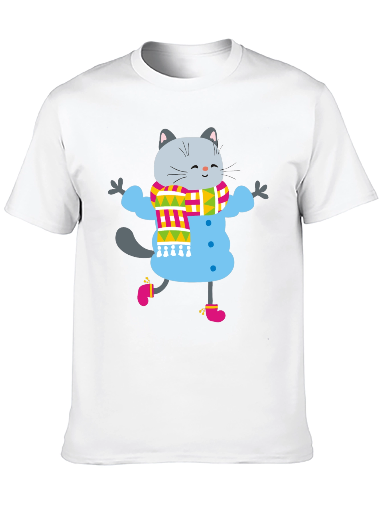 Black Winter Cat Graphic Tee - Fun & Festive view 10