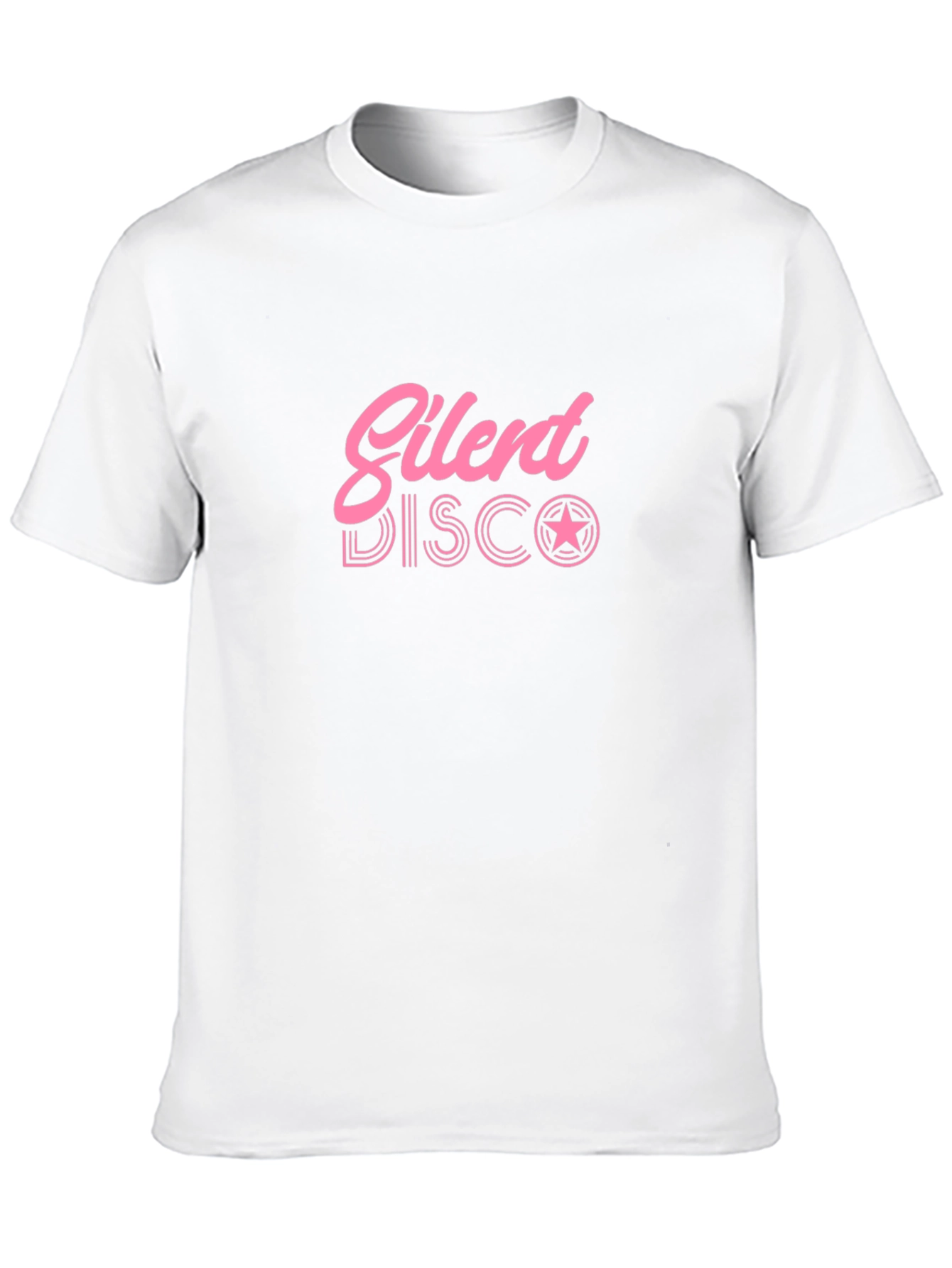 Black Silent Disco T-Shirt - Black Tee with Pink Graphic view 10