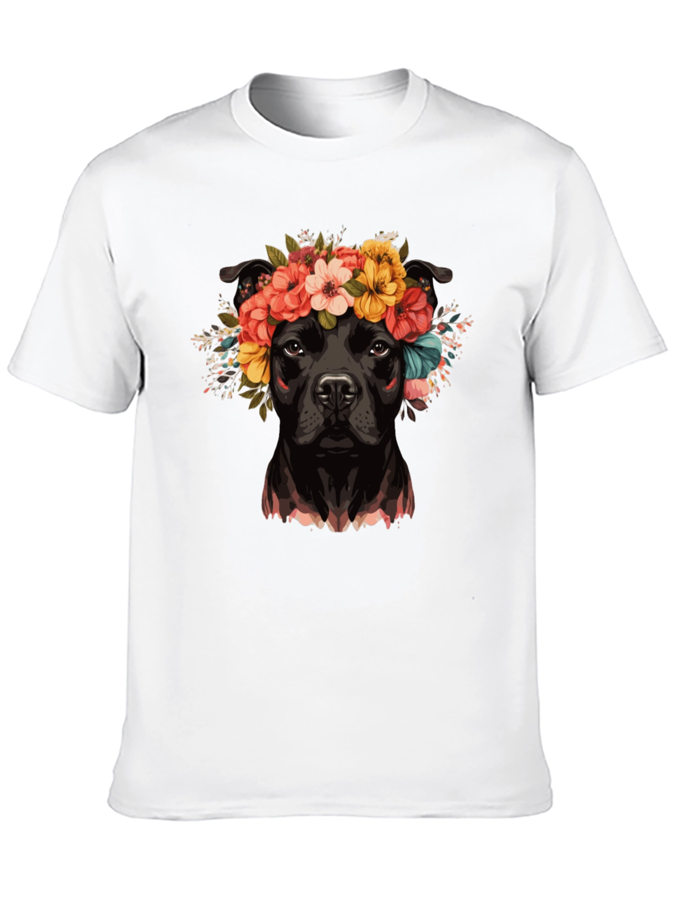 Black Dog with Flower Crown T-Shirt view 10
