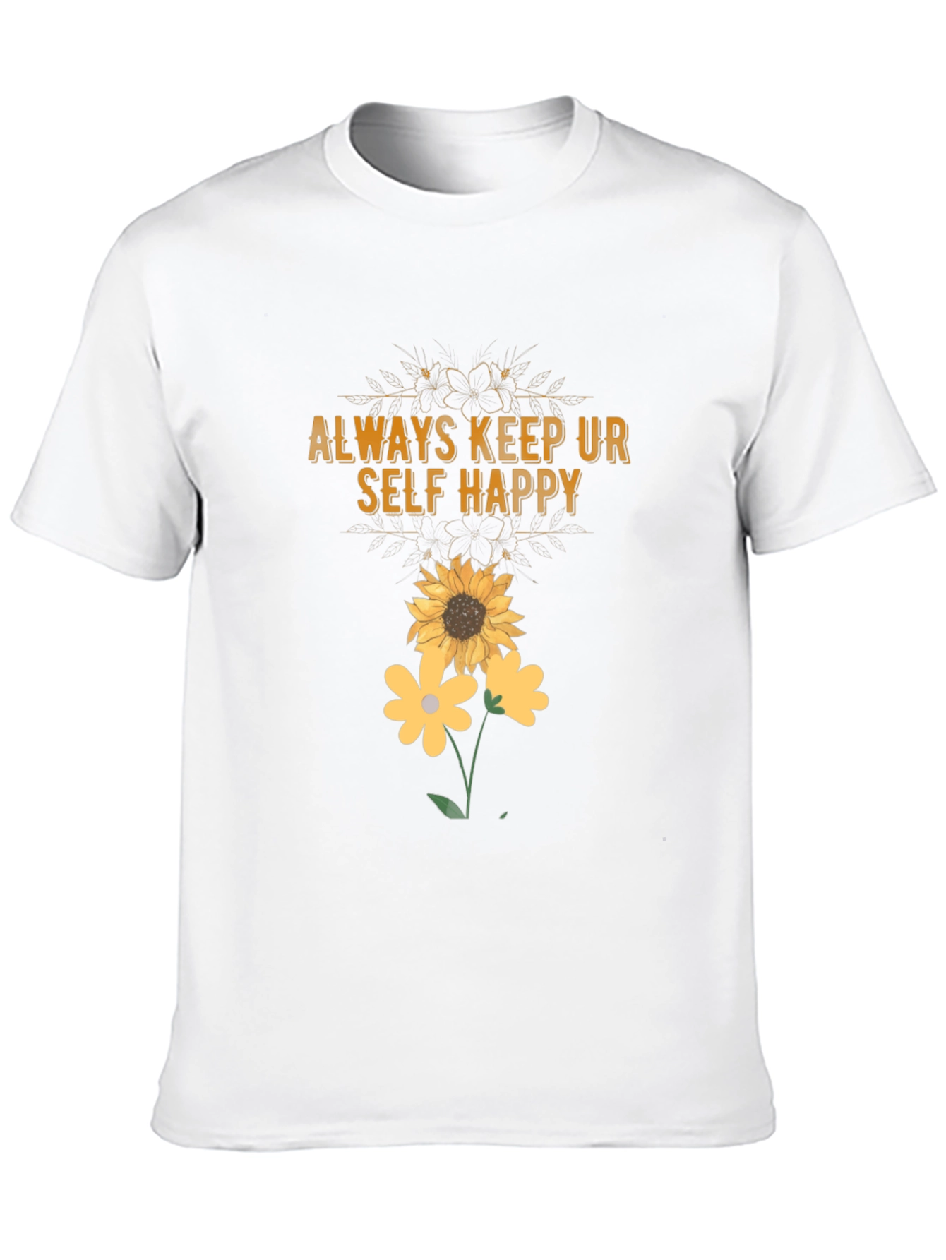 Black Always Keep Ur Self Happy T-Shirt Sunflower Graphic Tee view 10