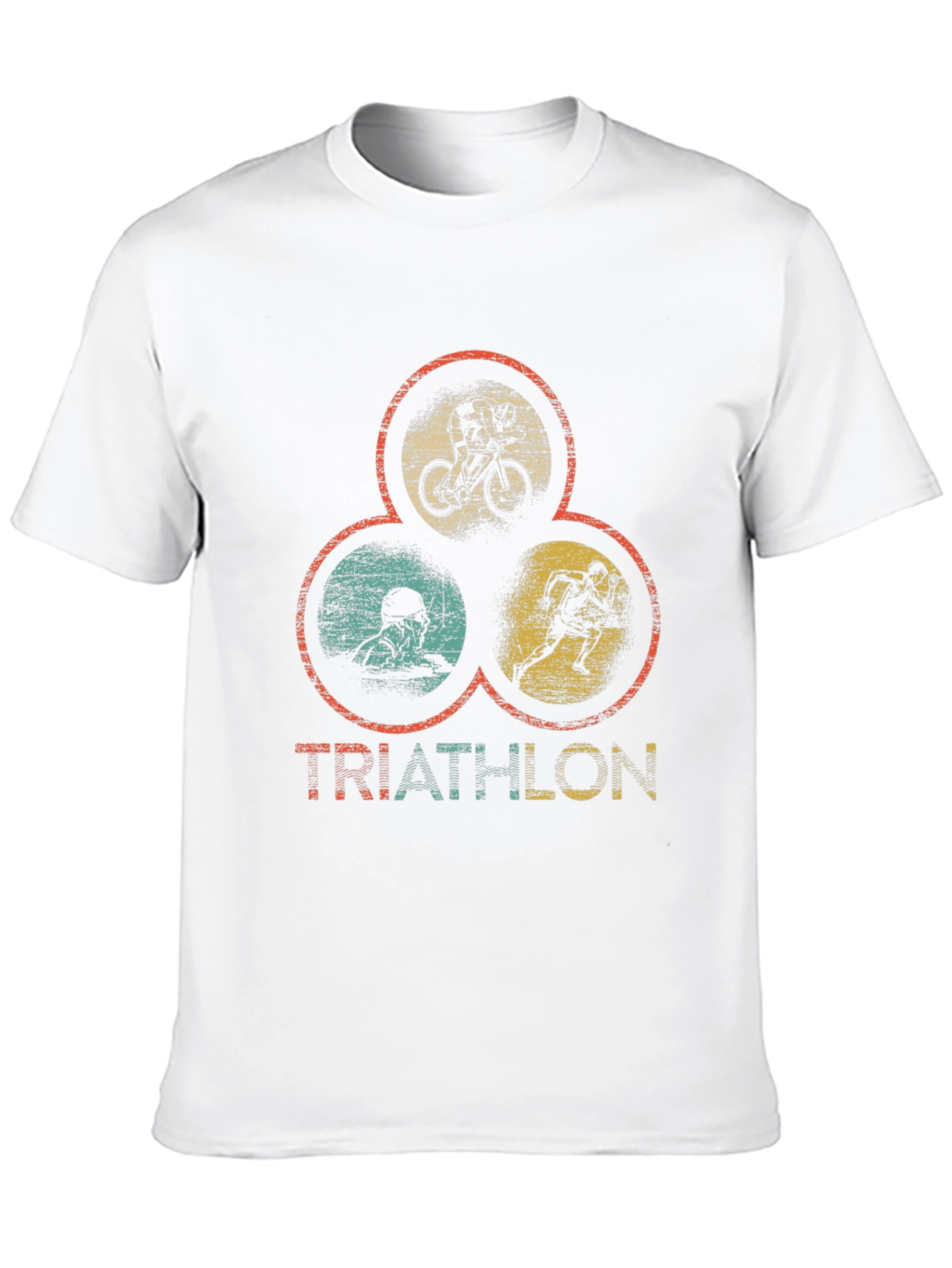 Black Triathlon T-Shirt: Vintage Style Sports Tee view 10
