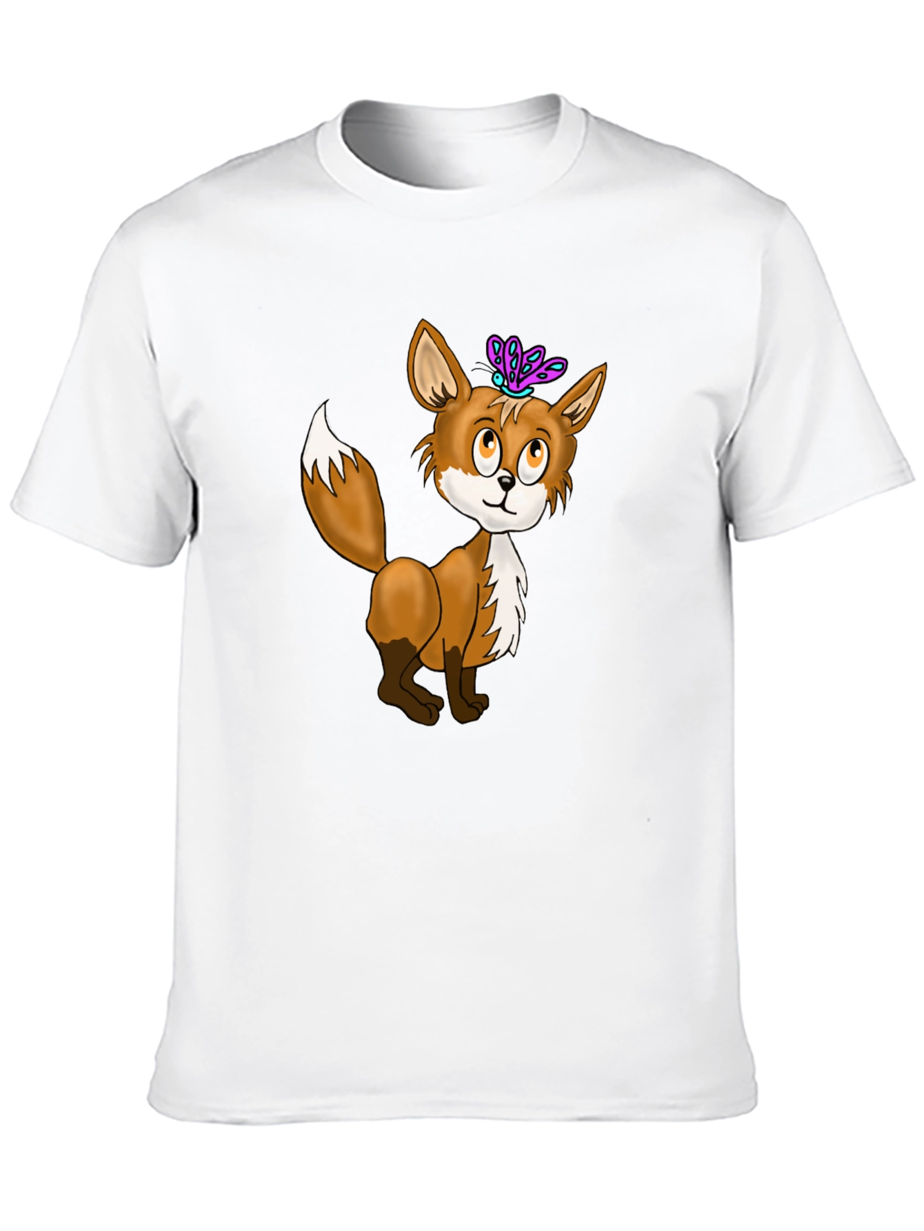 Black Fox & Butterfly Graphic Tee - Black Cotton T-Shirt view 10