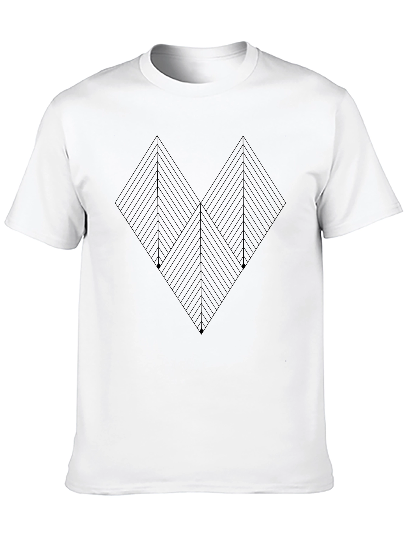 Black Modern Geometric Tee - Black Line Art Shirt view 10