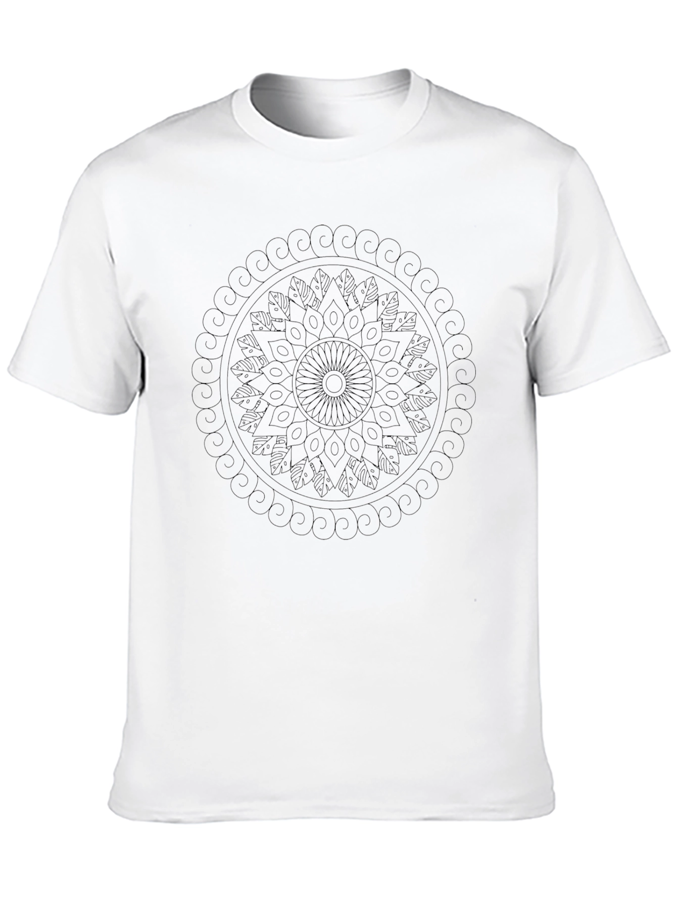 Black Mandala Print Black T-Shirt - Unisex view 10