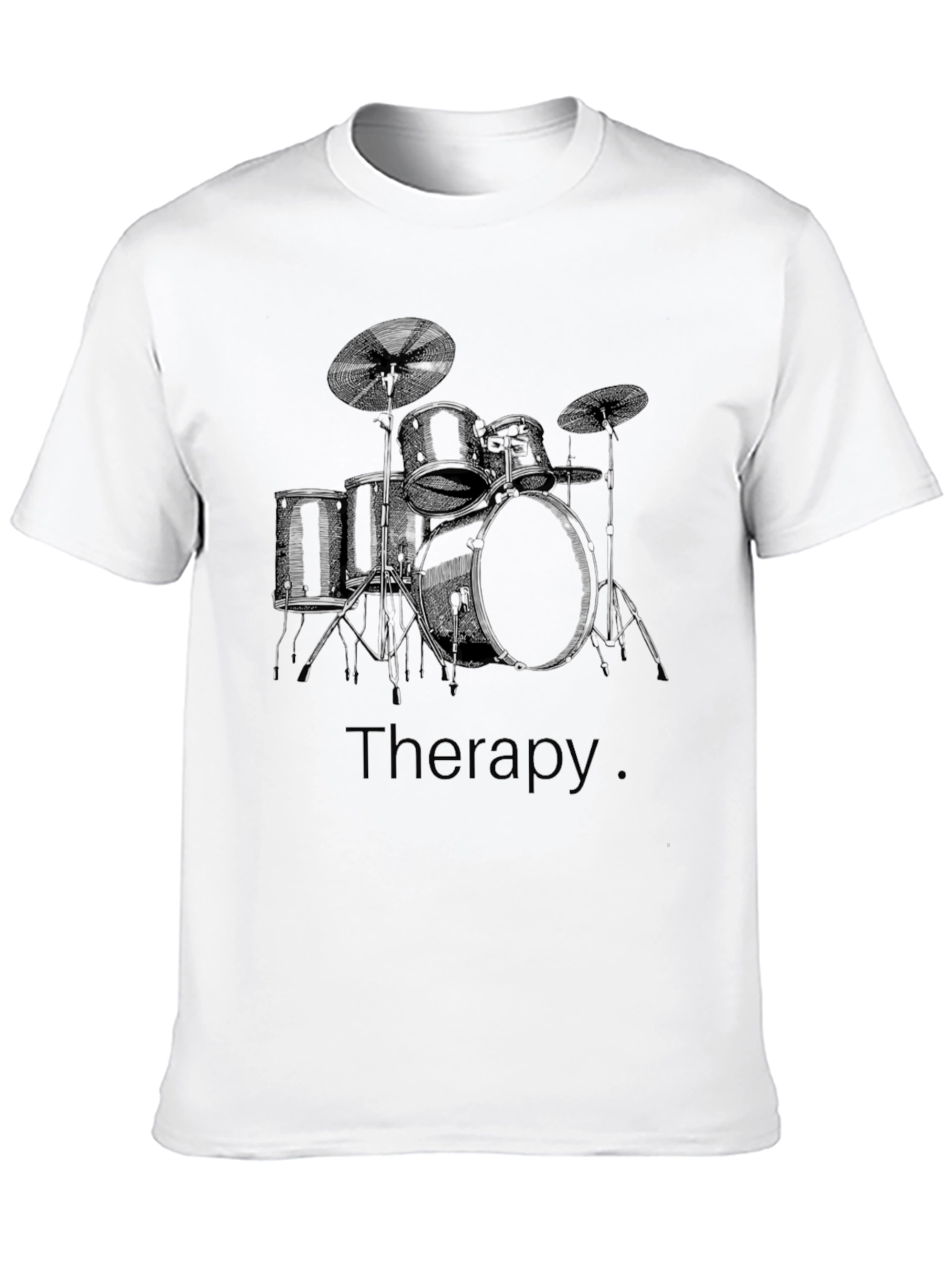 Black Drum Set Therapy T-Shirt - Music Lover Tee view 10